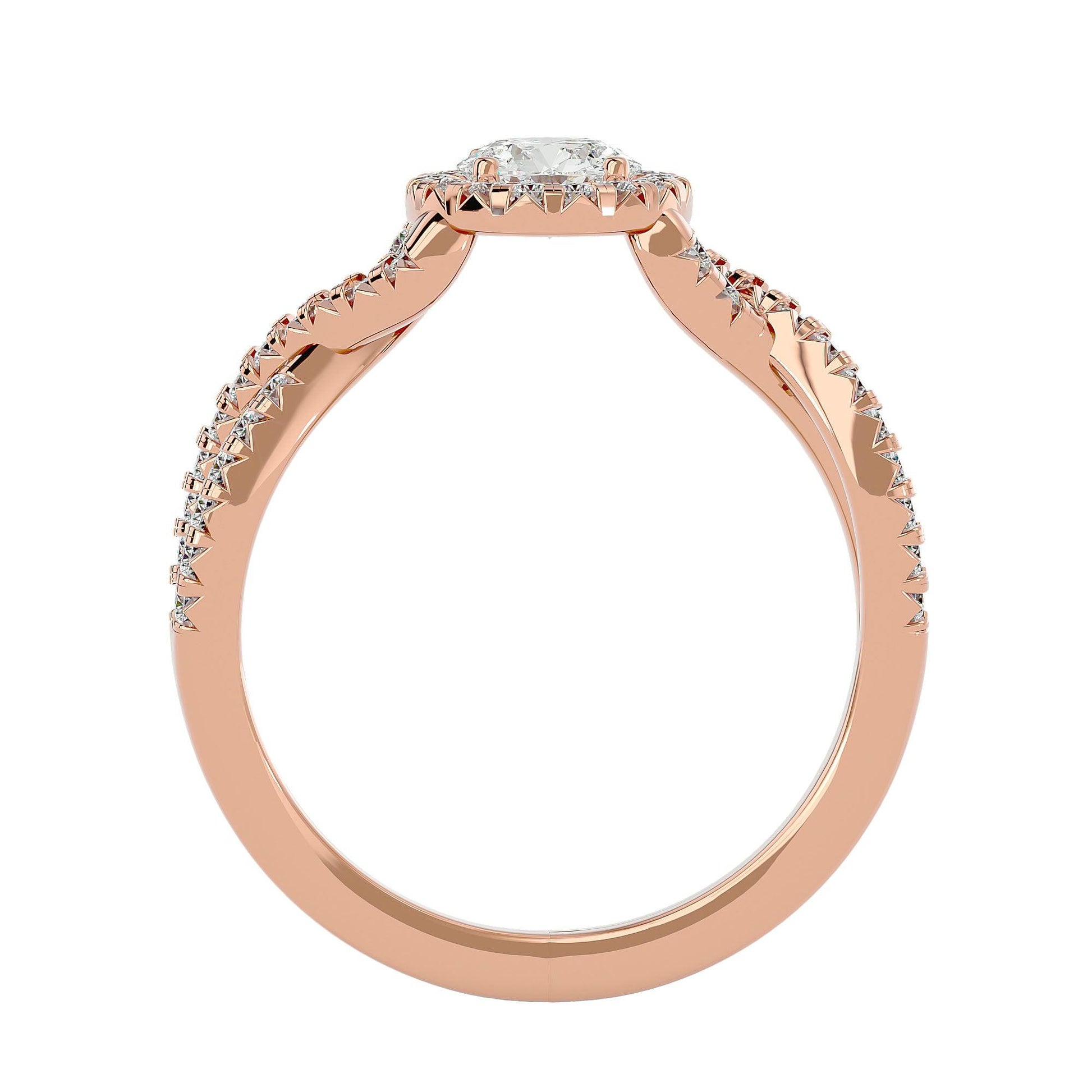 Lab Grown Round Diamond Halo Ring In Rose Gold