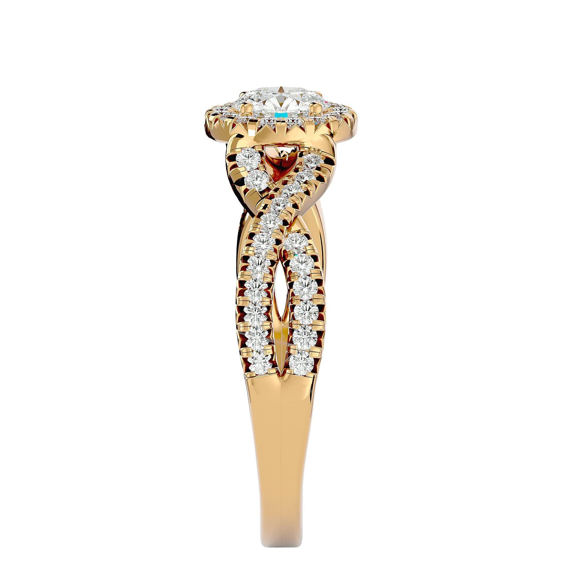 Lab Grown Round Diamond Halo Ring In Yellow Gold