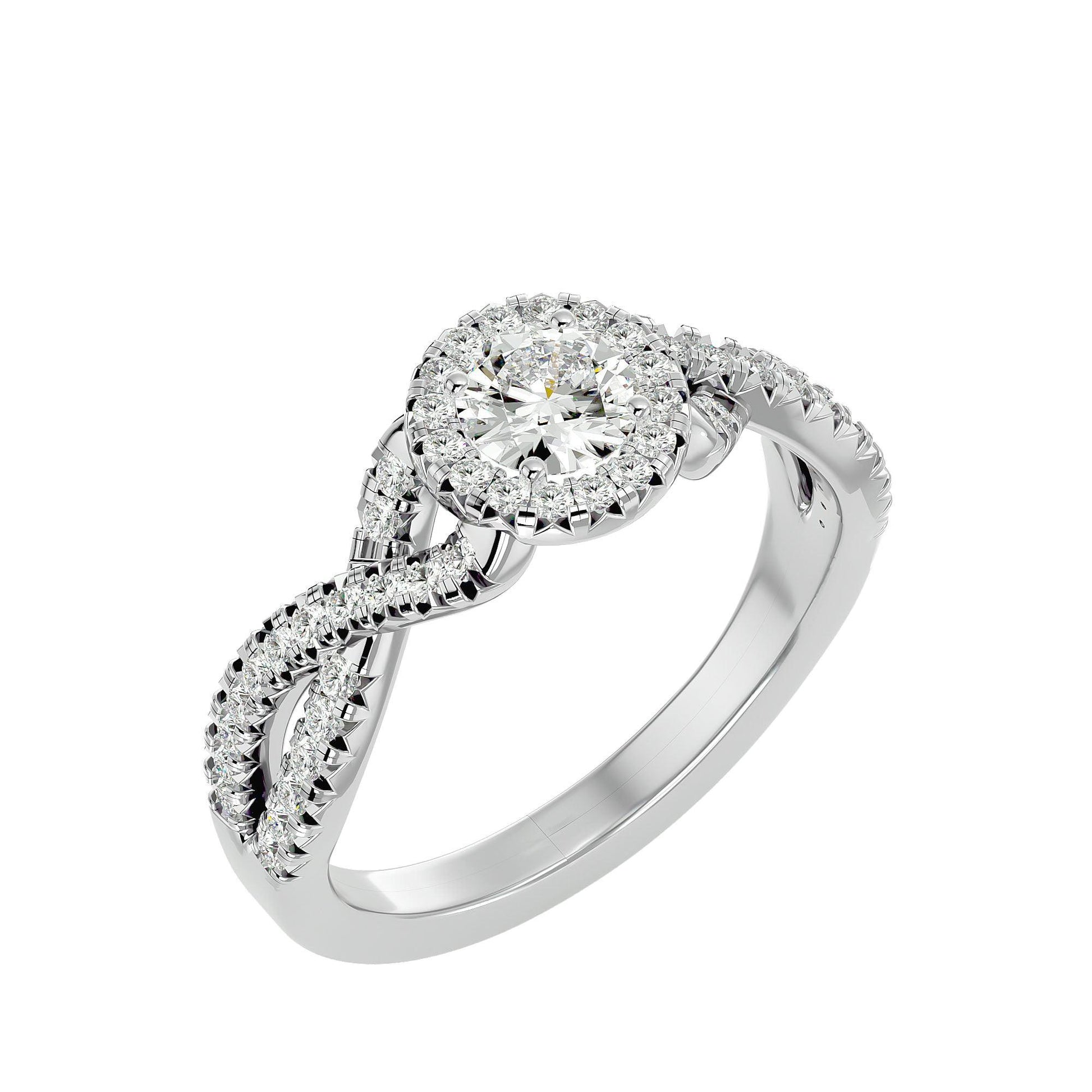 Lab Grown Round Diamond Halo Ring In Platinum