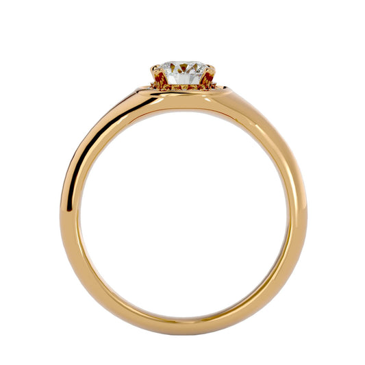 Lab Grown Round Diamond Solitaire Ring In Yellow Gold