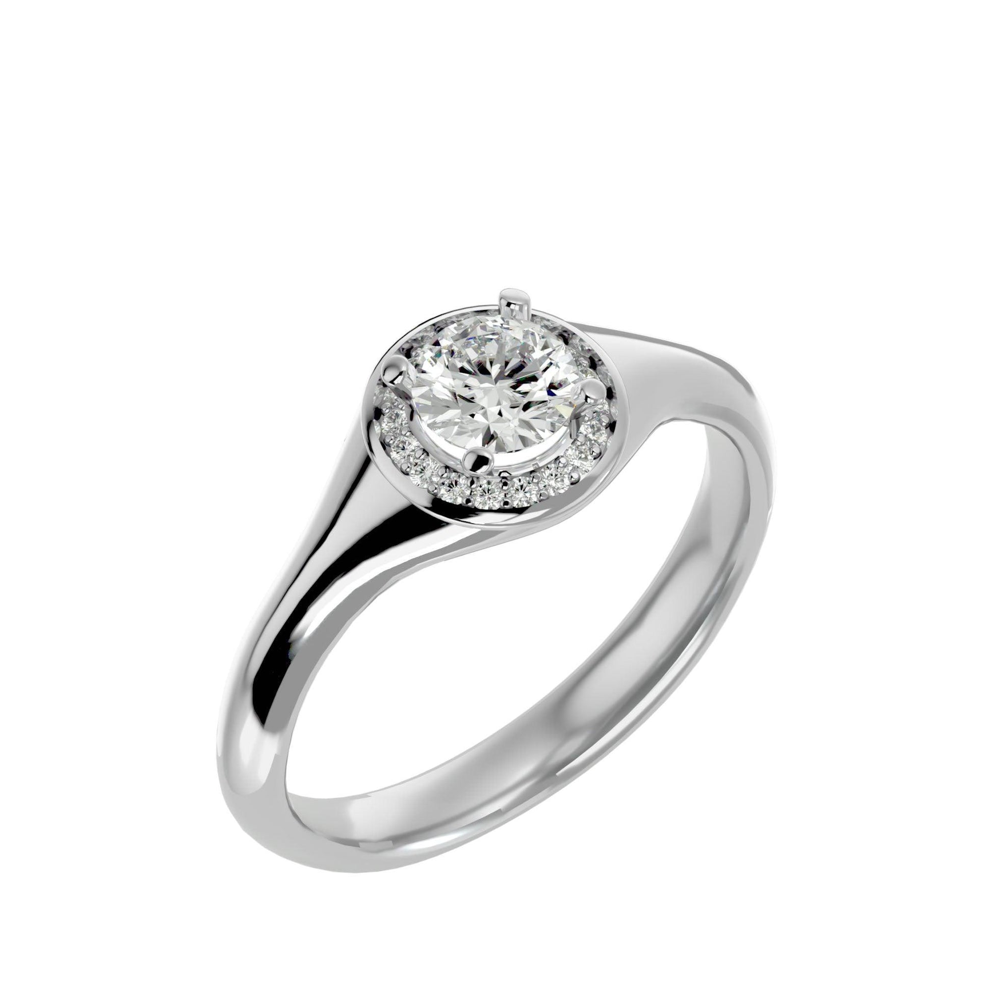 Lab Grown Round Diamond In White Gold Solitaire Ring