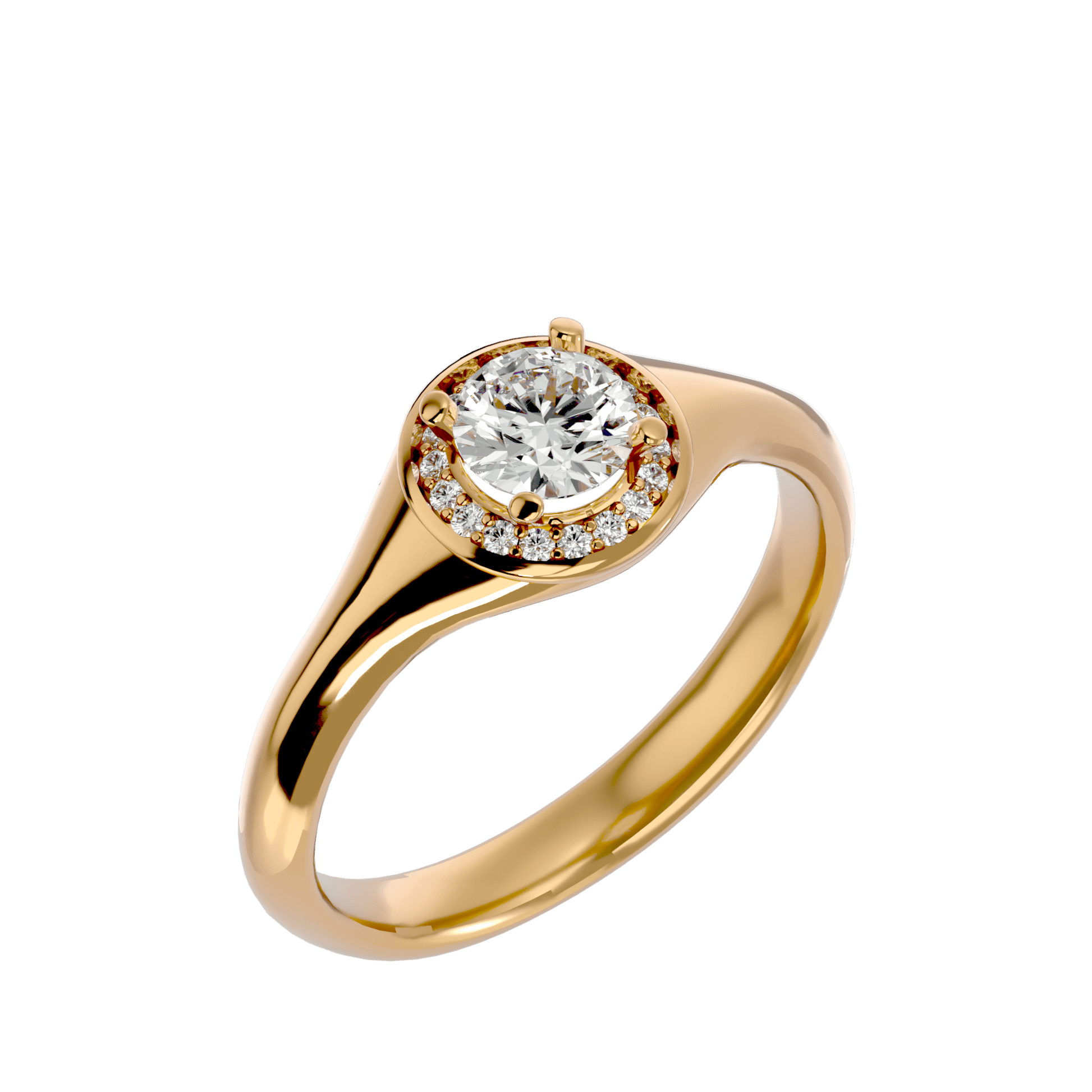 Lab Grown Round Diamond Solitaire Ring In Yellow Gold