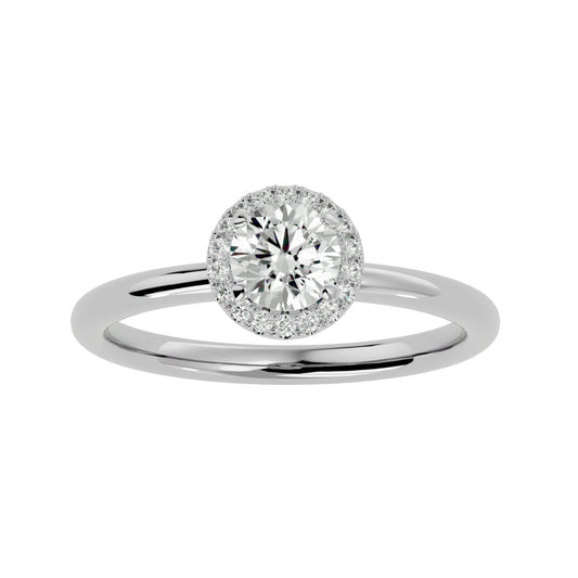 Lab Grown Round Diamond In White Gold Solitaire Ring