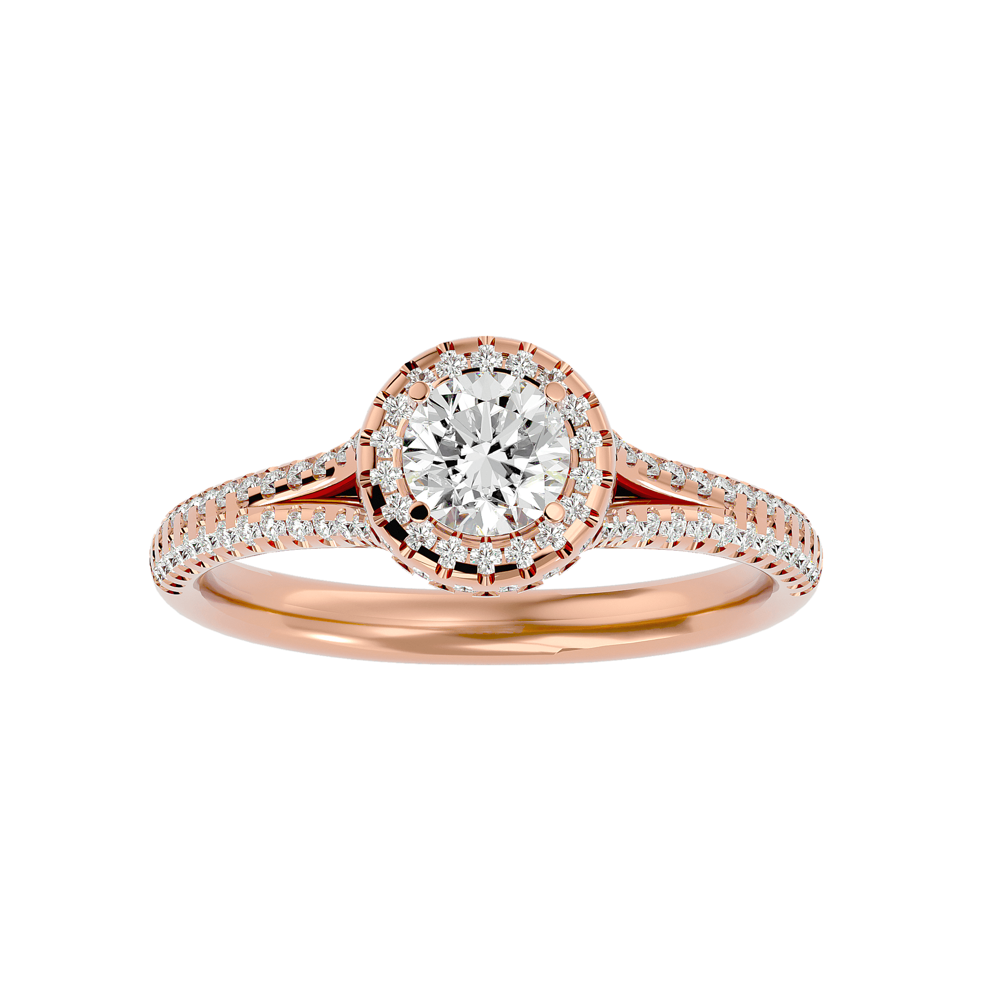 Lab Grown Round Diamond Halo Ring In Rose Gold