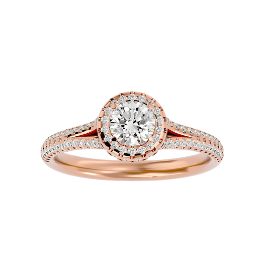 Lab Grown Round Diamond Halo Ring In Rose Gold