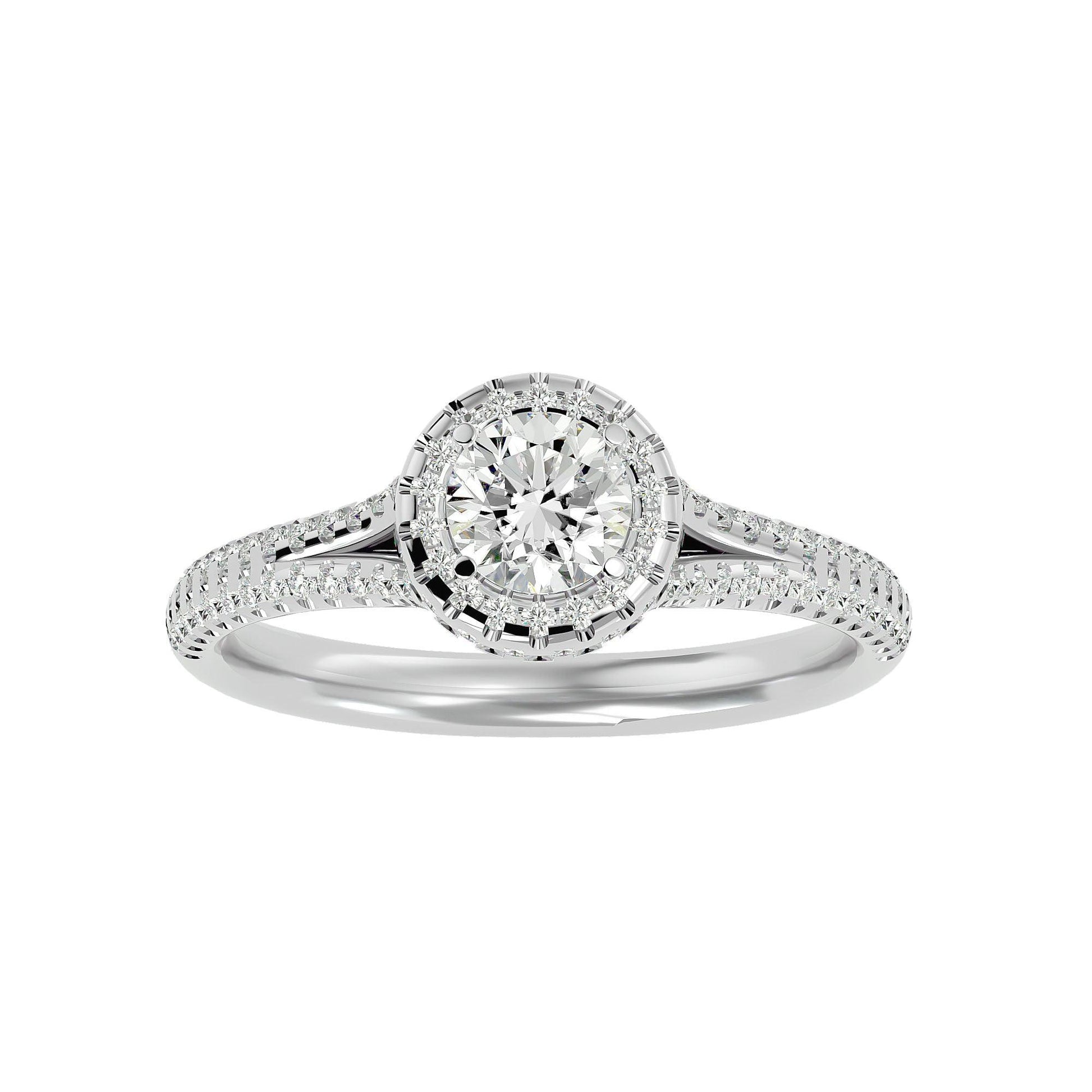 Lab Grown Round Diamond Halo Ring In Platinum