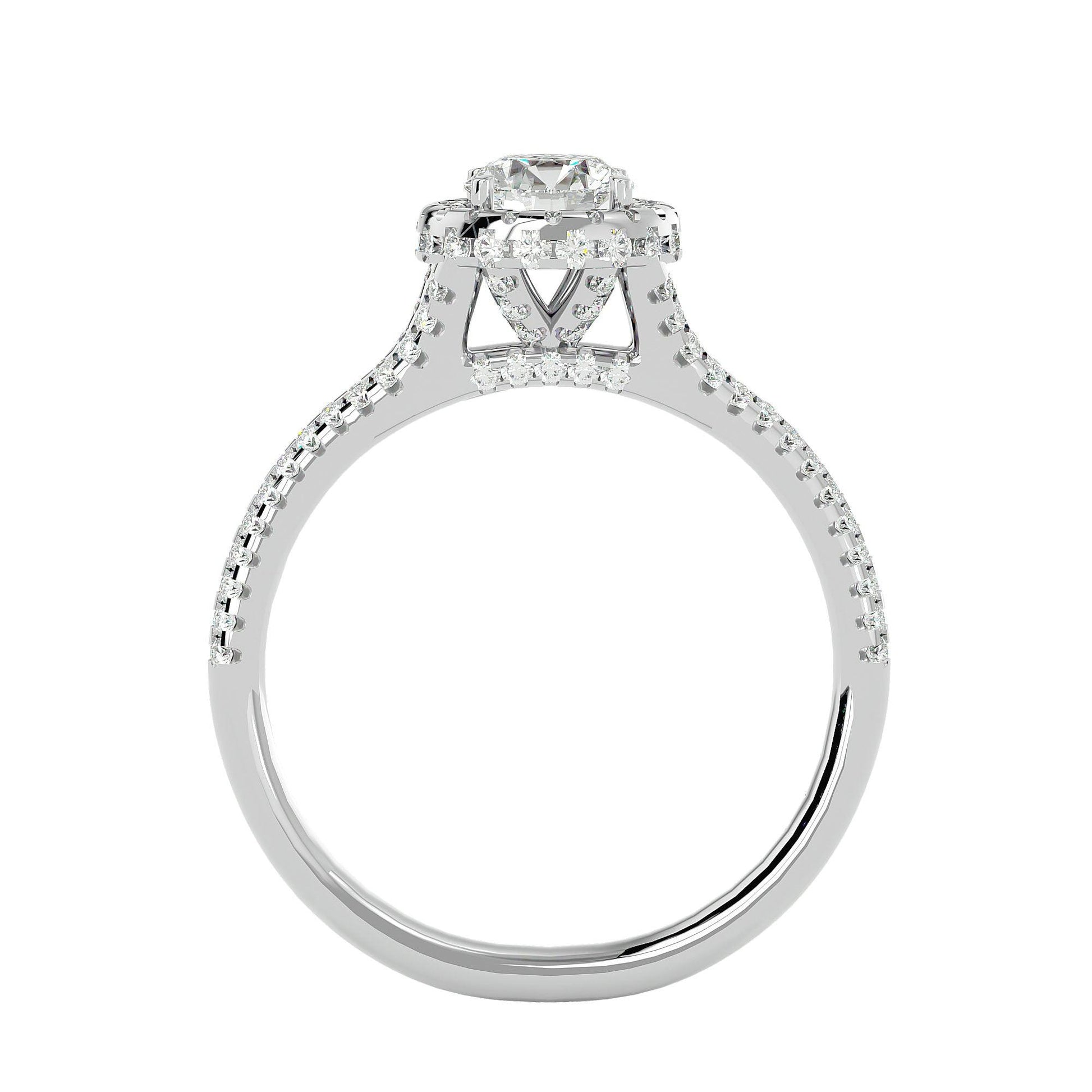 Lab Grown Round Diamond Halo Ring In Platinum