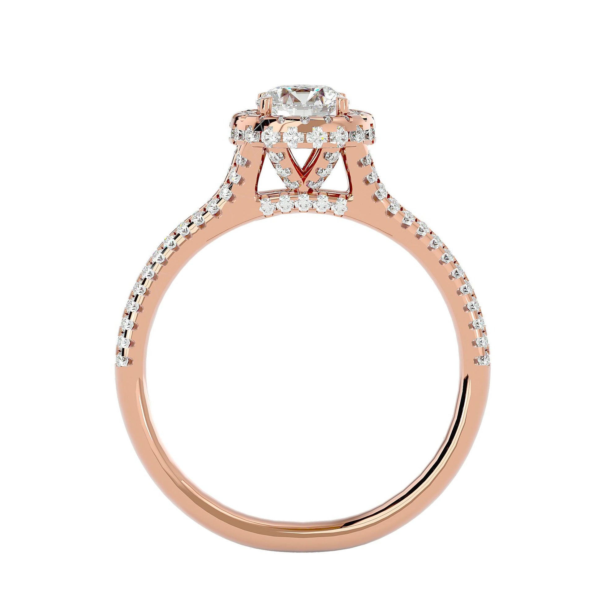 Lab Grown Round Diamond Halo Ring In Rose Gold