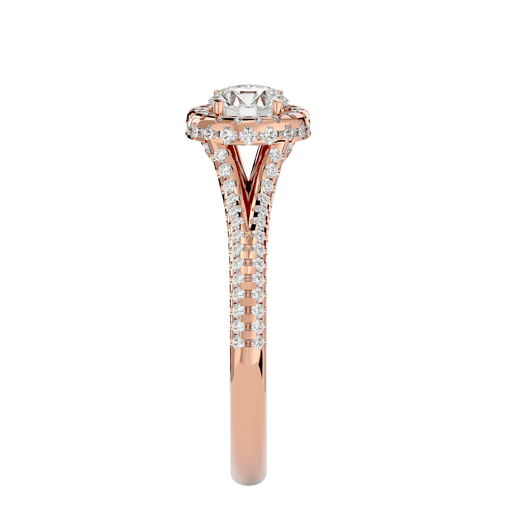 Lab Grown Round Diamond Halo Ring In Rose Gold