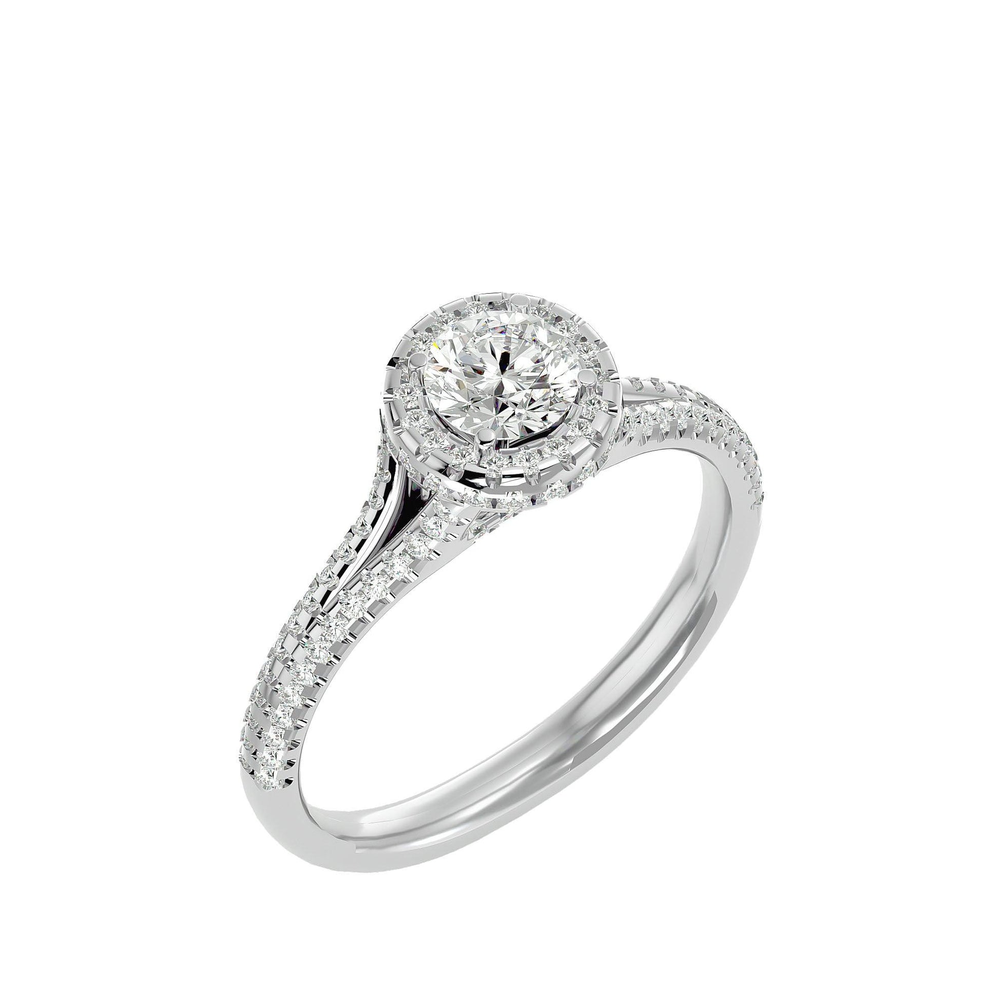 Lab Grown Round Diamond Halo Ring In Platinum