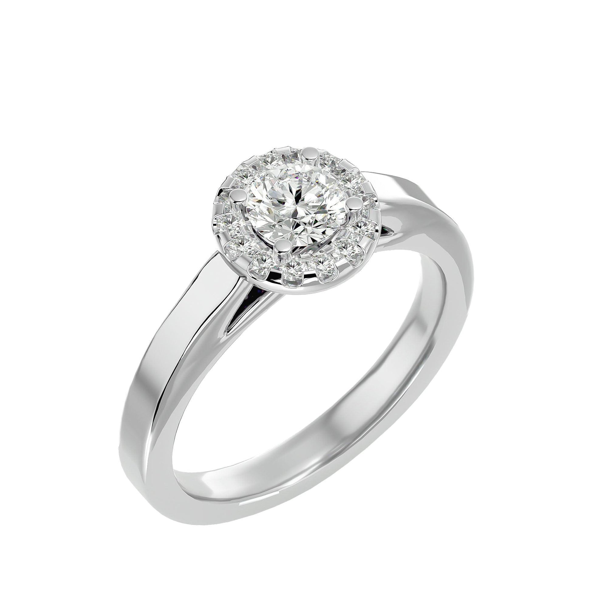 Lab Grown Round Diamond In White Gold Solitaire Ring