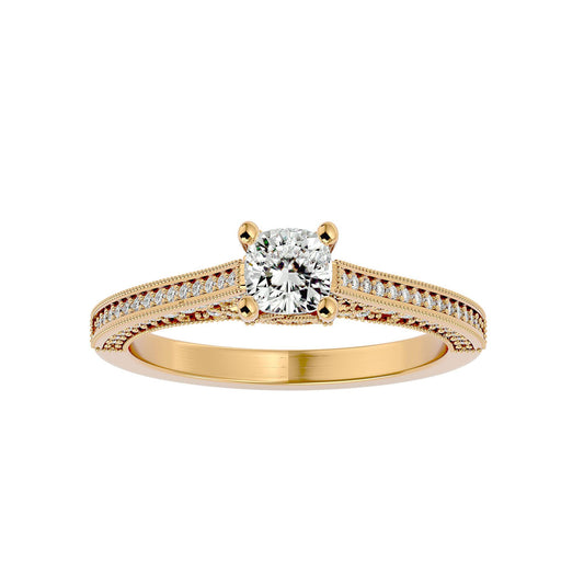 Lab Grown Round Diamond Halo Ring In Yellow Gold