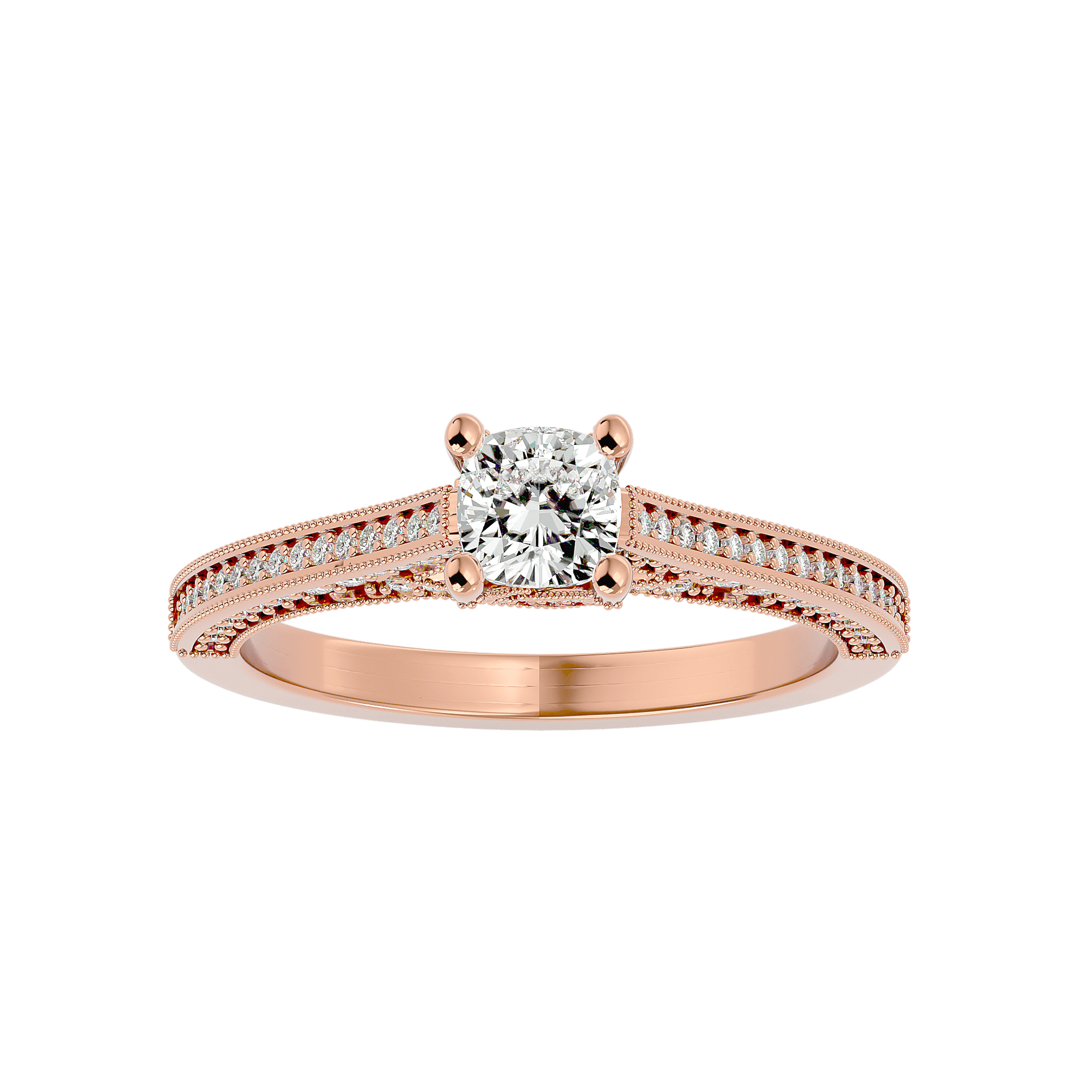 Lab Grown Round Diamond Halo Ring In Rose Gold