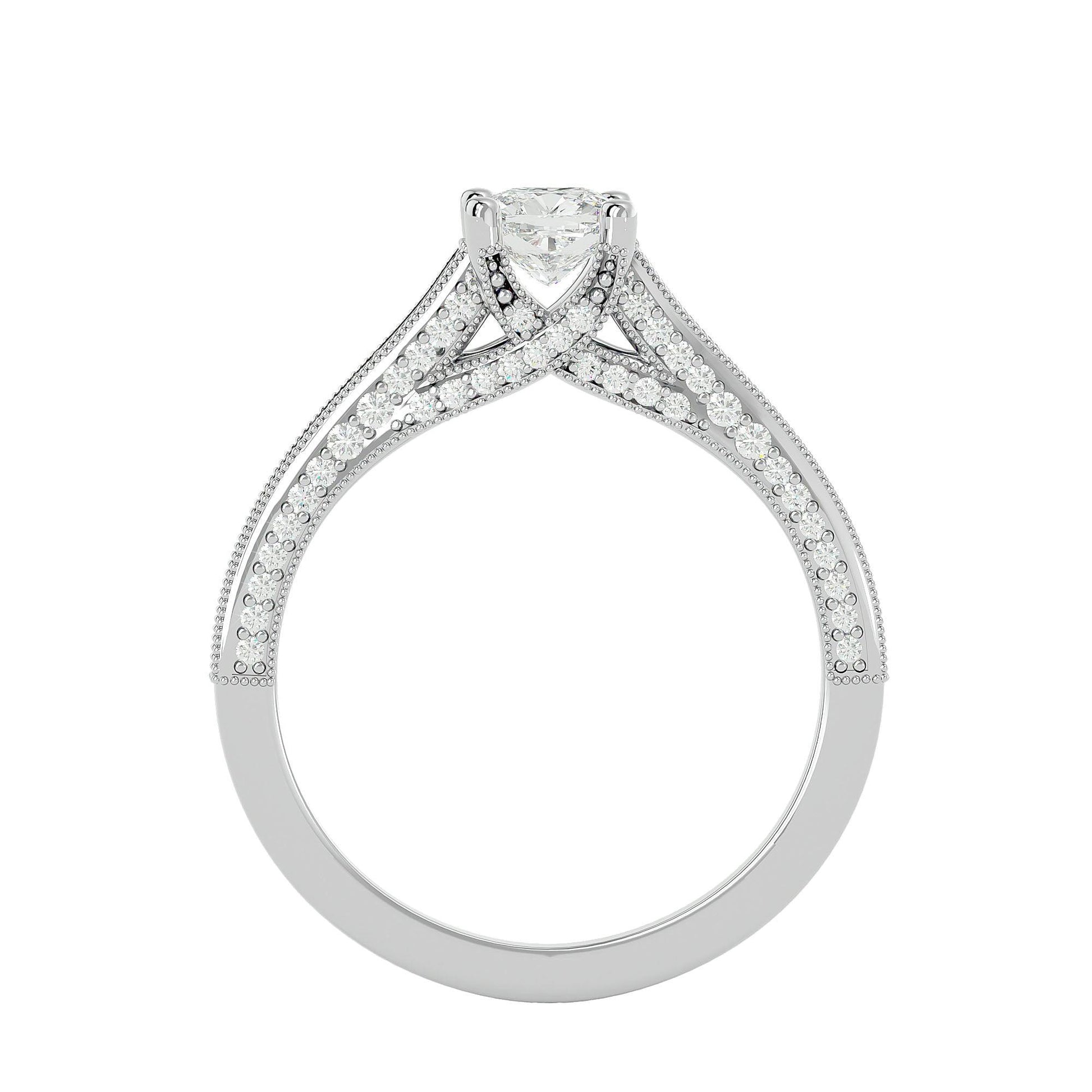 Lab Grown Round Diamond Halo Ring In Platinum