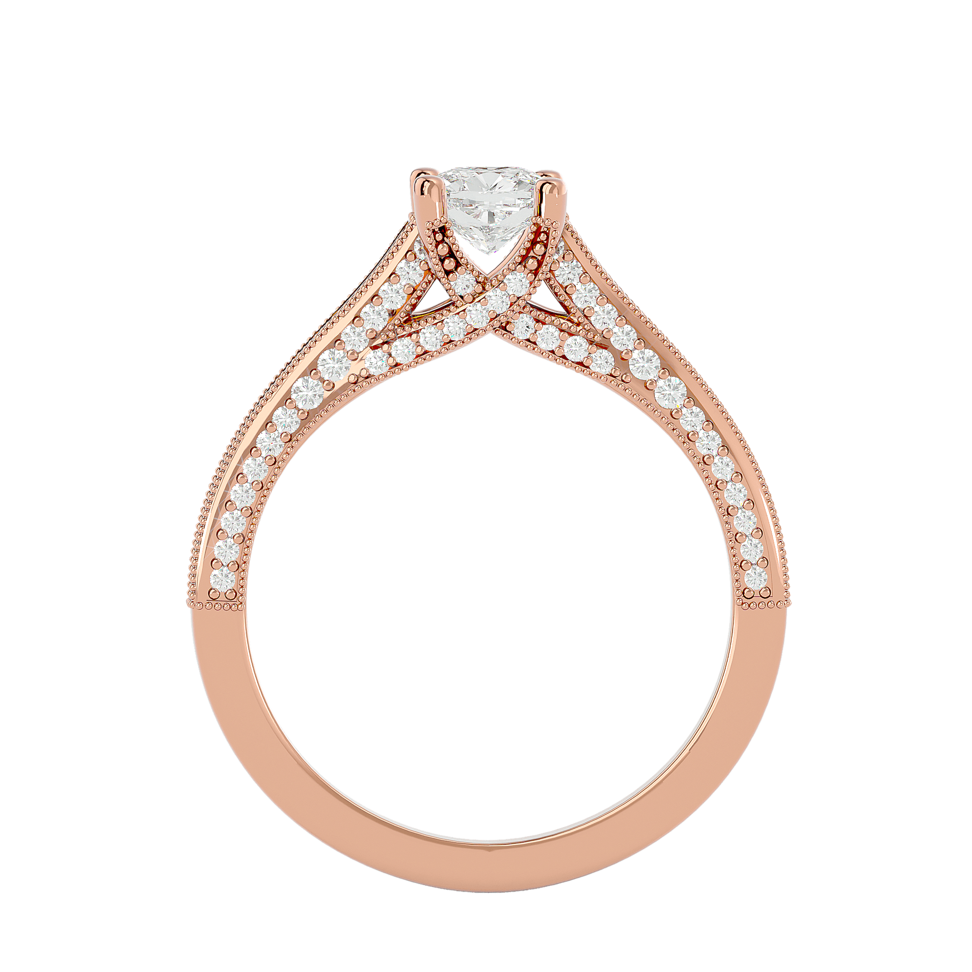 Lab Grown Round Diamond Halo Ring In Rose Gold