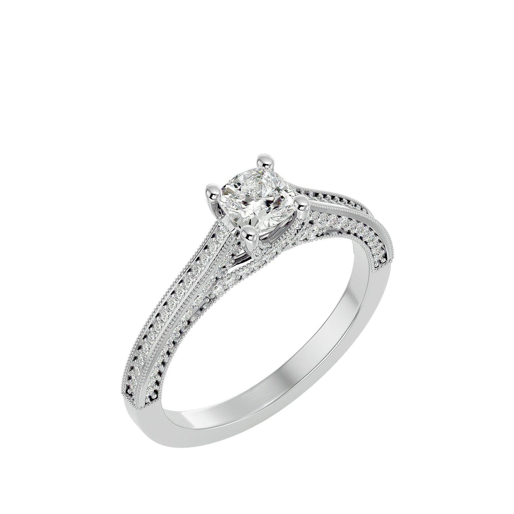 Lab Grown Round Diamond Halo Ring In Platinum