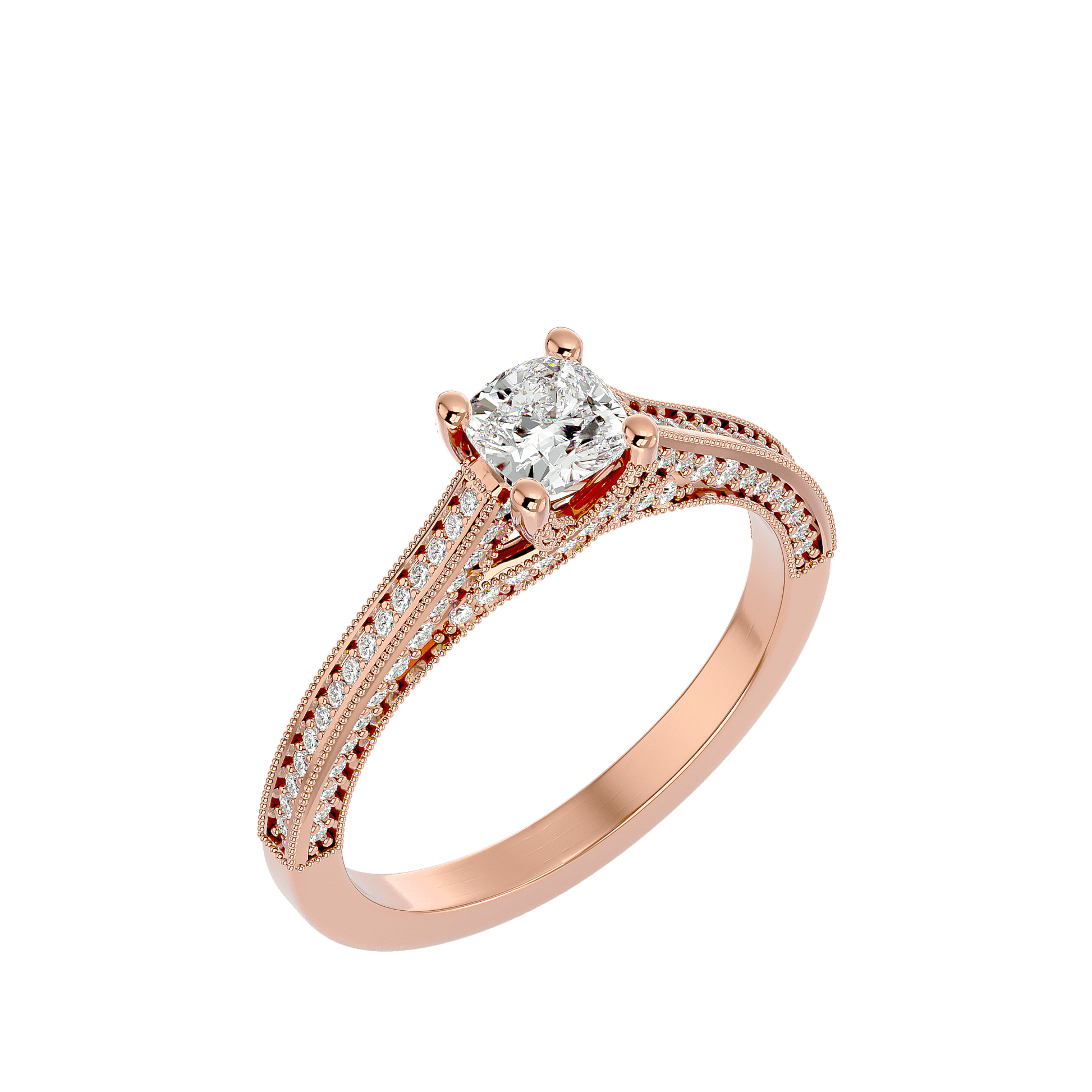 Lab Grown Round Diamond Halo Ring In Rose Gold