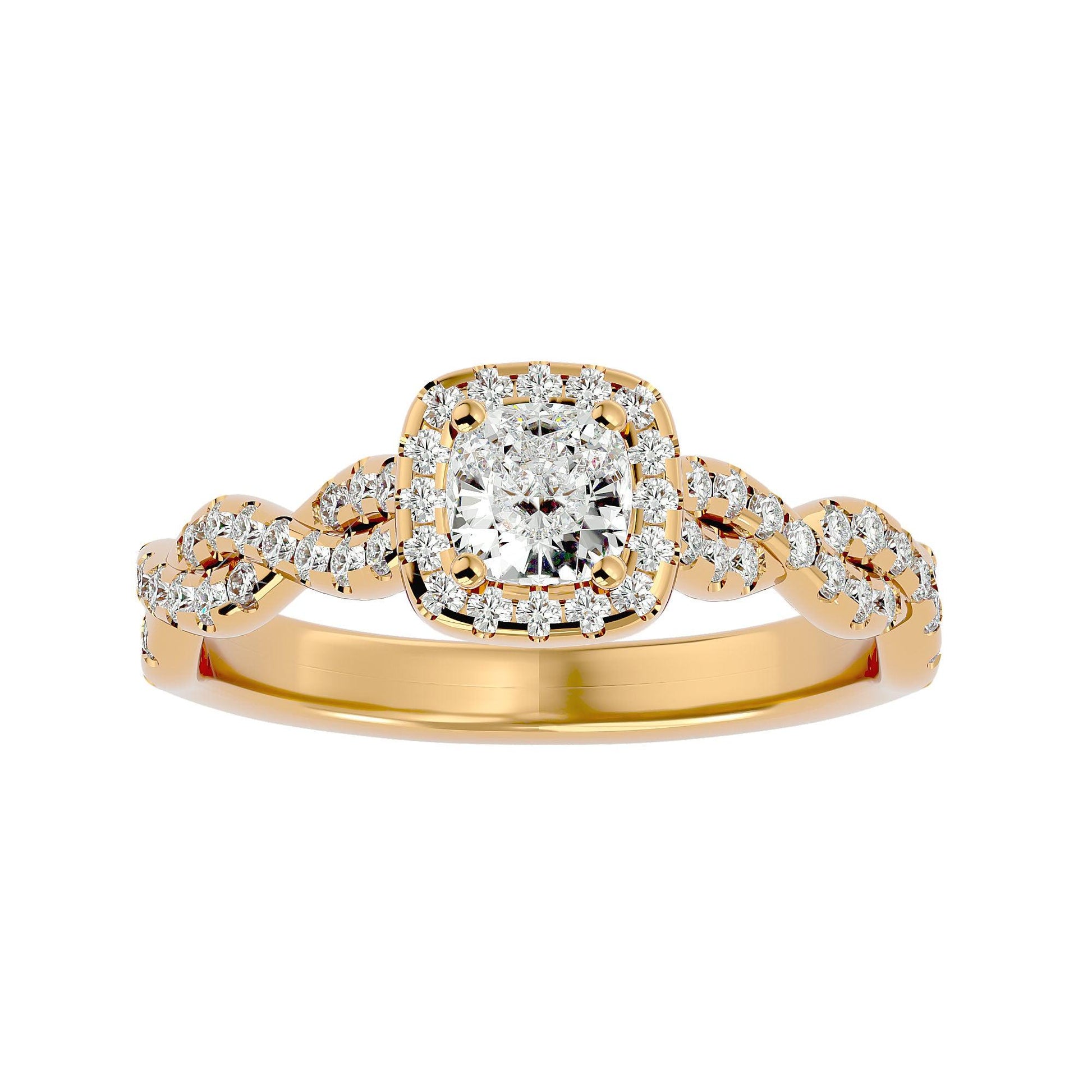 Lab Grown Round Diamond Halo Ring In Yellow Gold