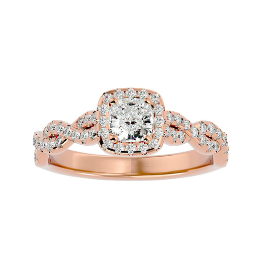 Lab Grown Round Diamond Halo Ring In Rose Gold