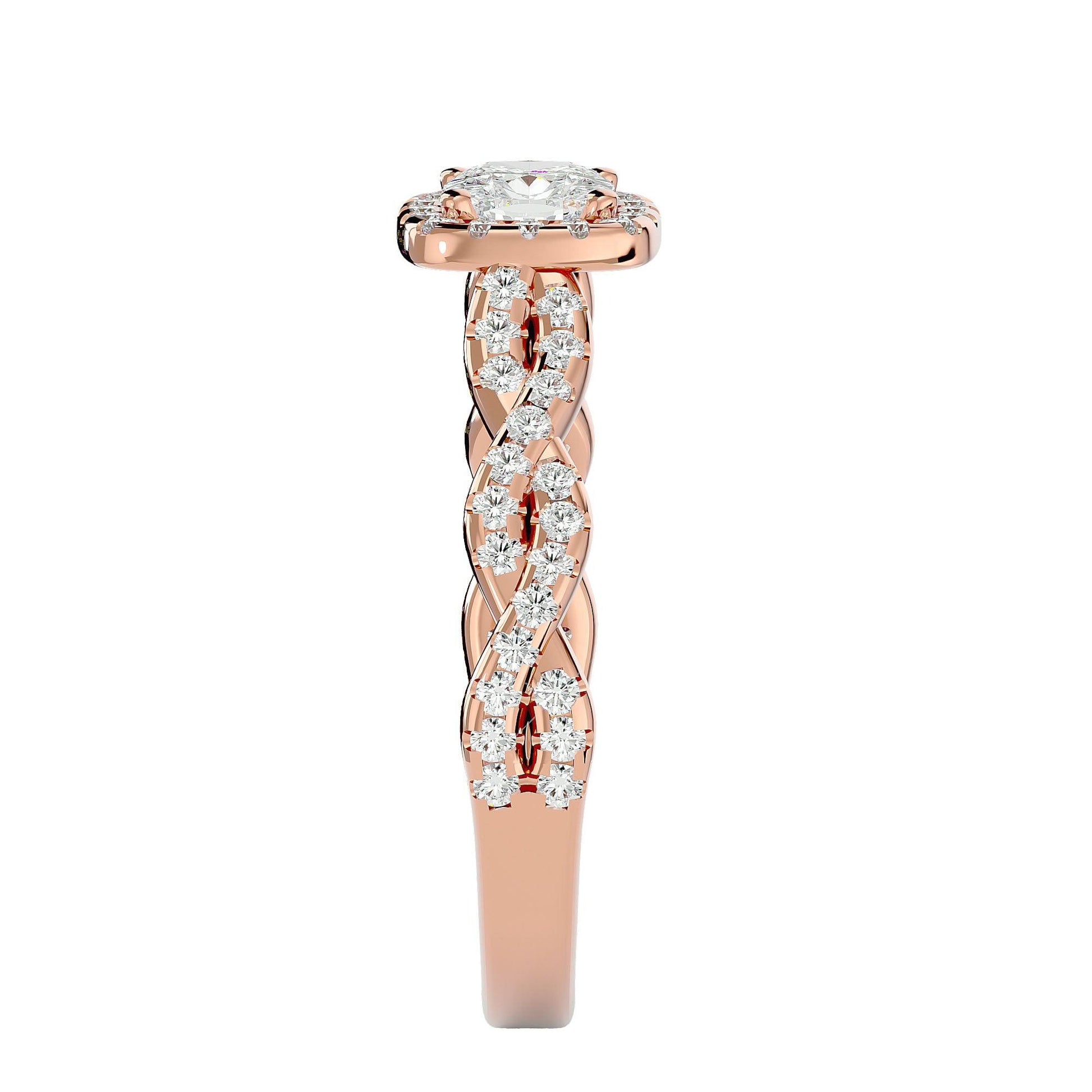 Lab Grown Round Diamond Halo Ring In Rose Gold