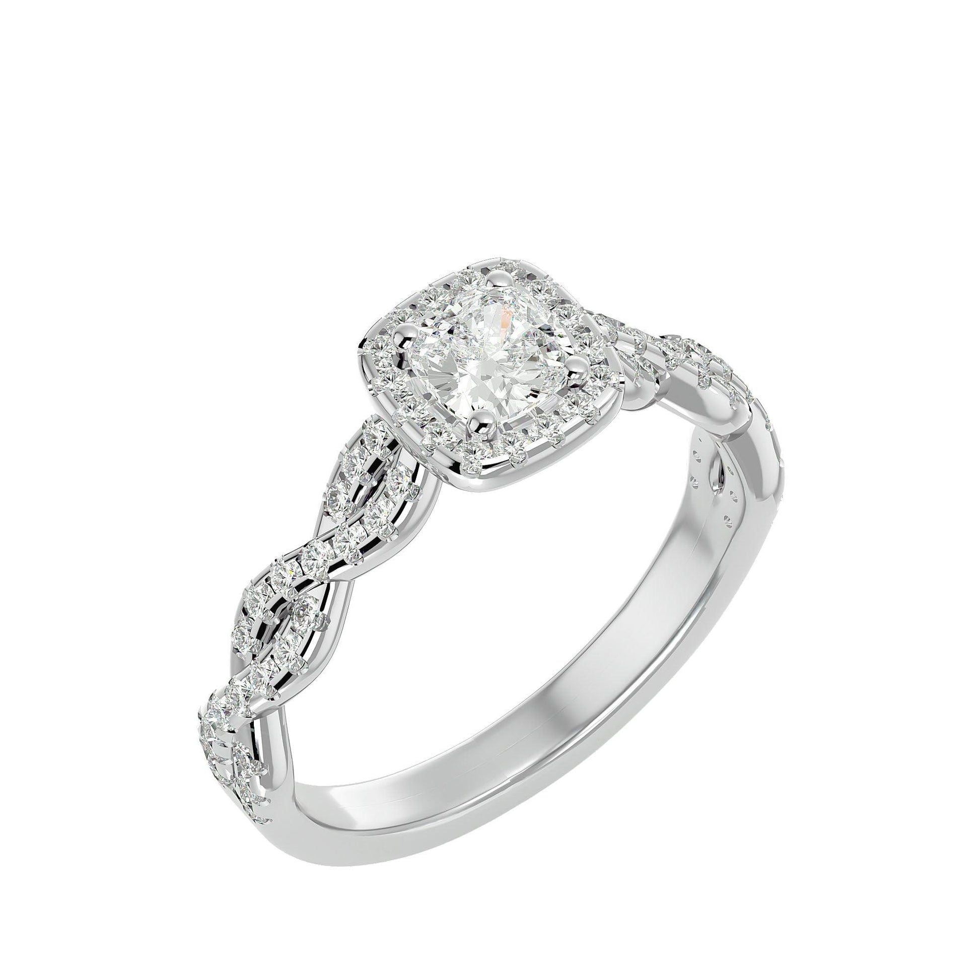 Lab Grown Round Diamond Halo Ring In Platinum