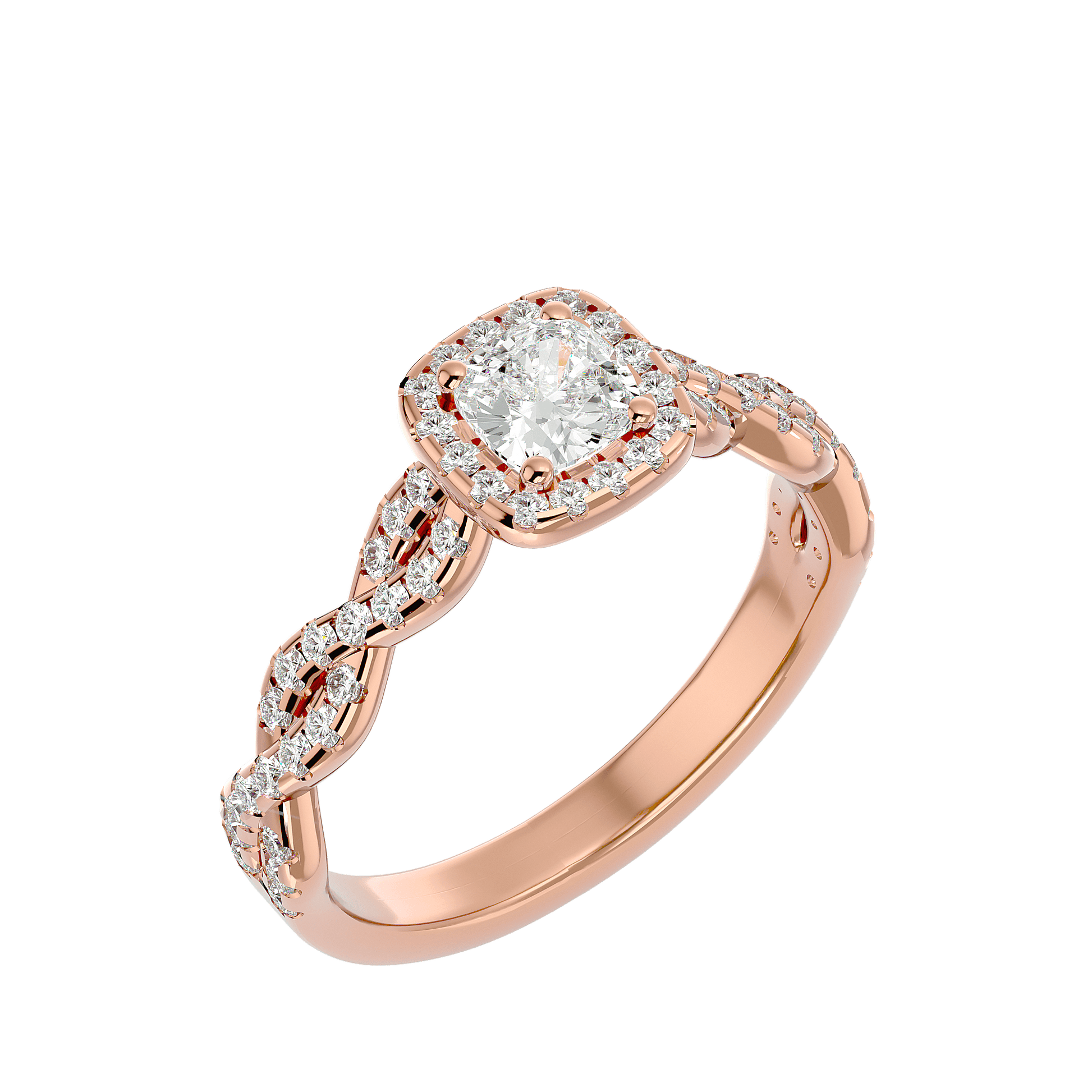 Lab Grown Round Diamond Halo Ring In Rose Gold