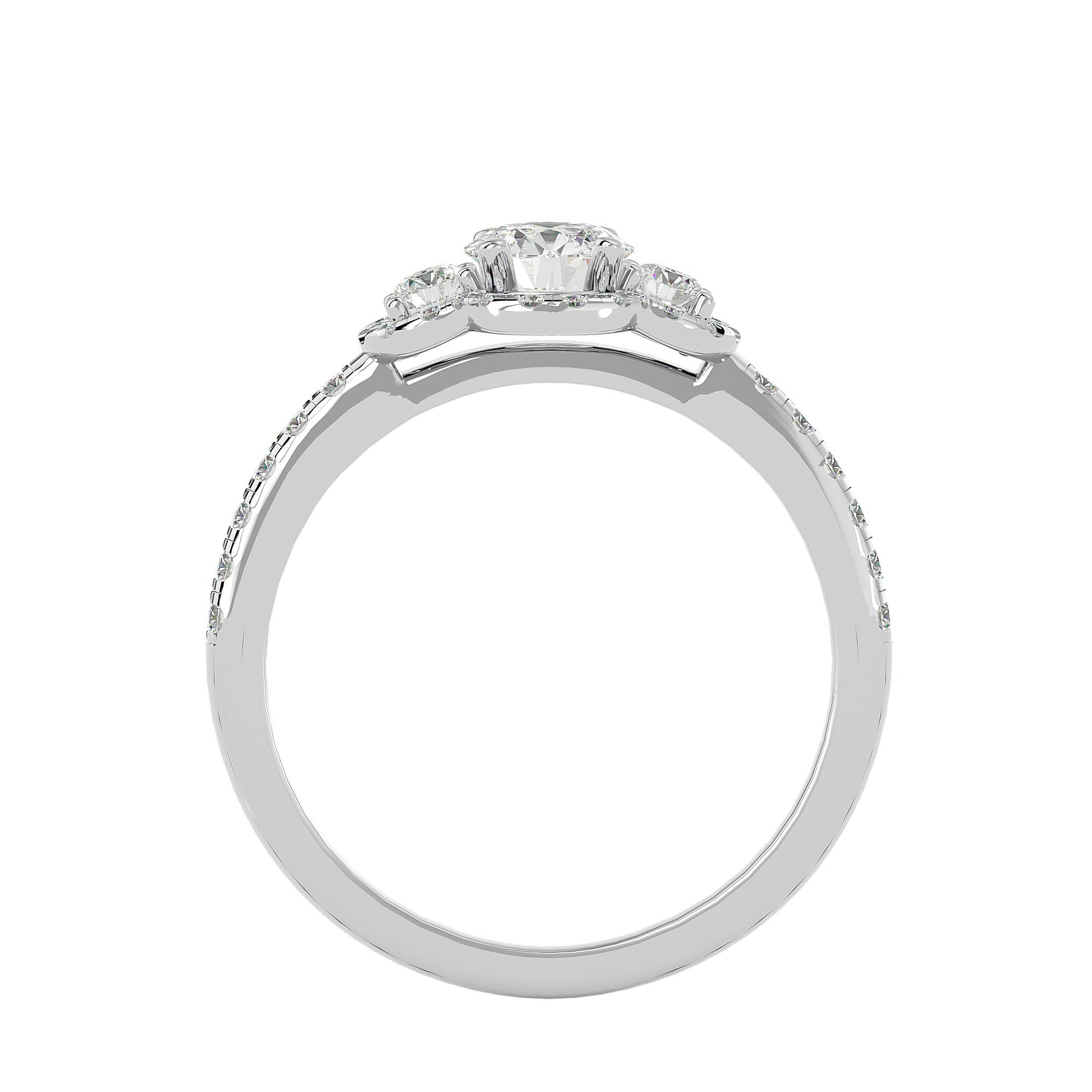 Lab Grown Round Cut Diamond Halo Ring In Platinum