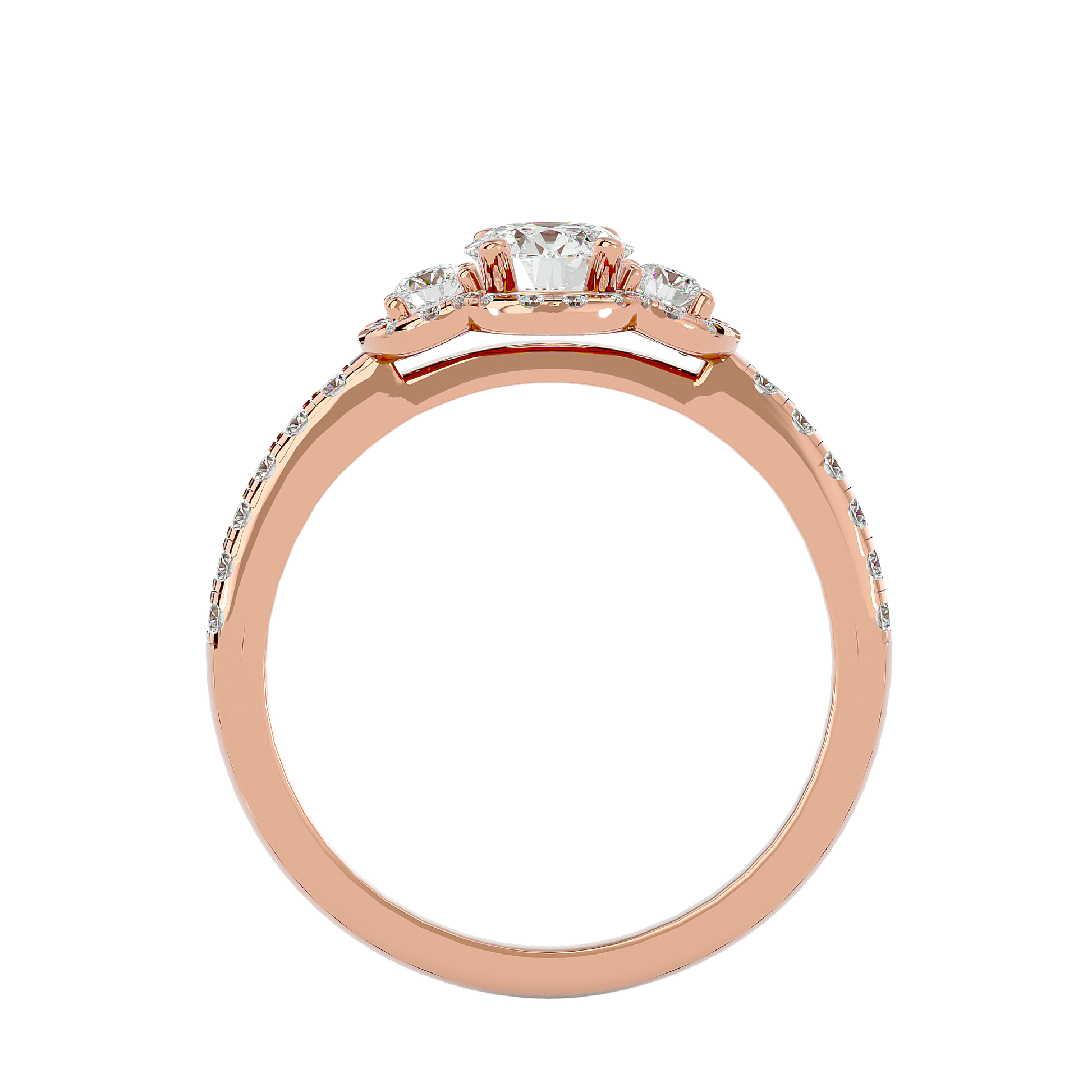 Lab Grown Round Cut Diamond Halo Ring In Rose Gold