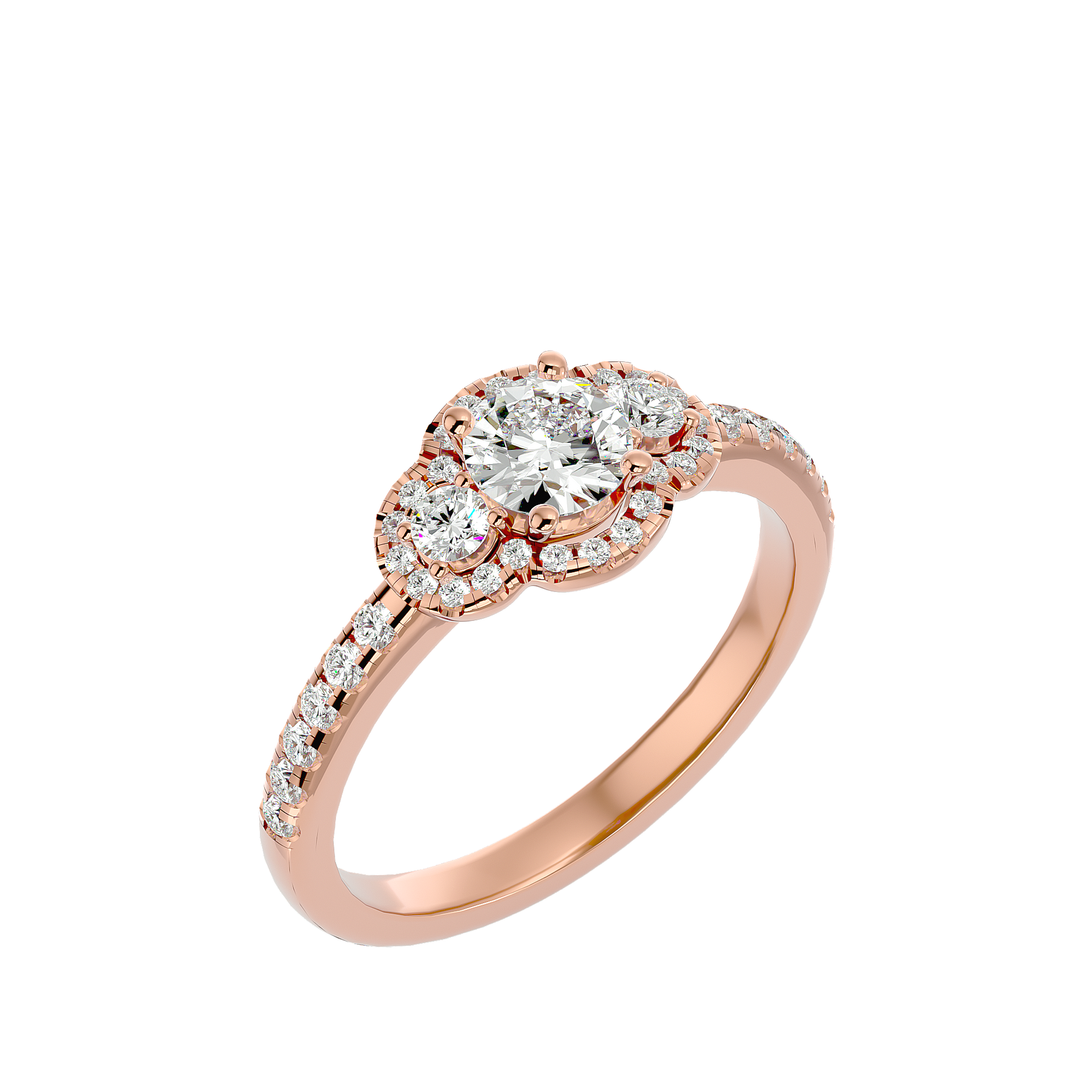 Lab Grown Round Cut Diamond Halo Ring In Rose Gold