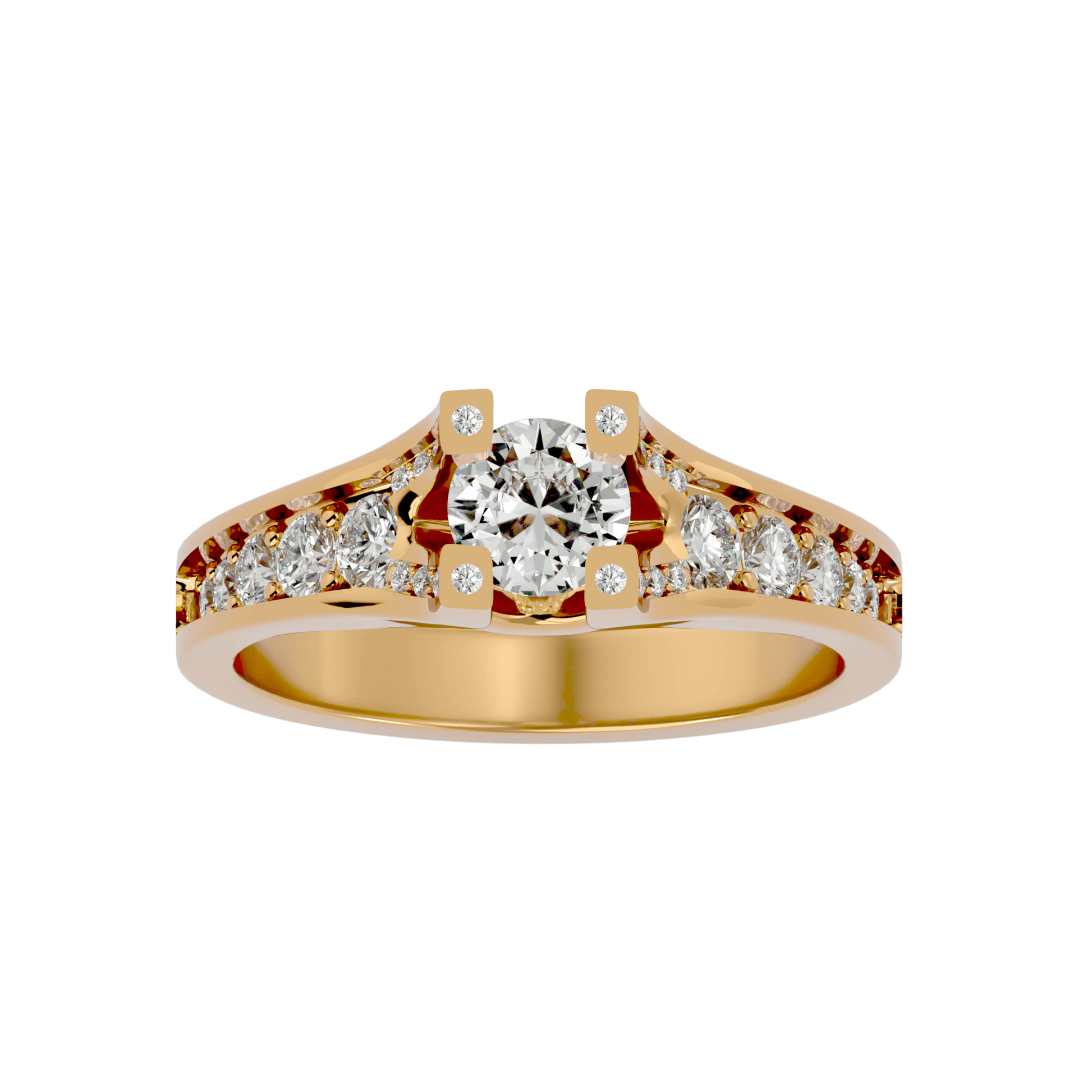 Lab Grown Round Diamond Halo Ring In Yellow Gold