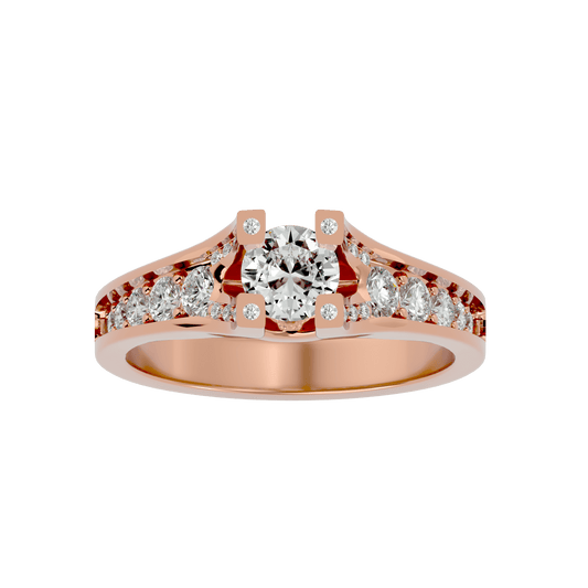 Lab Grown Round Diamond Halo Ring In Rose Gold