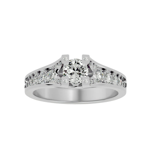 Lab Grown Round Diamond Halo Ring In Platinum