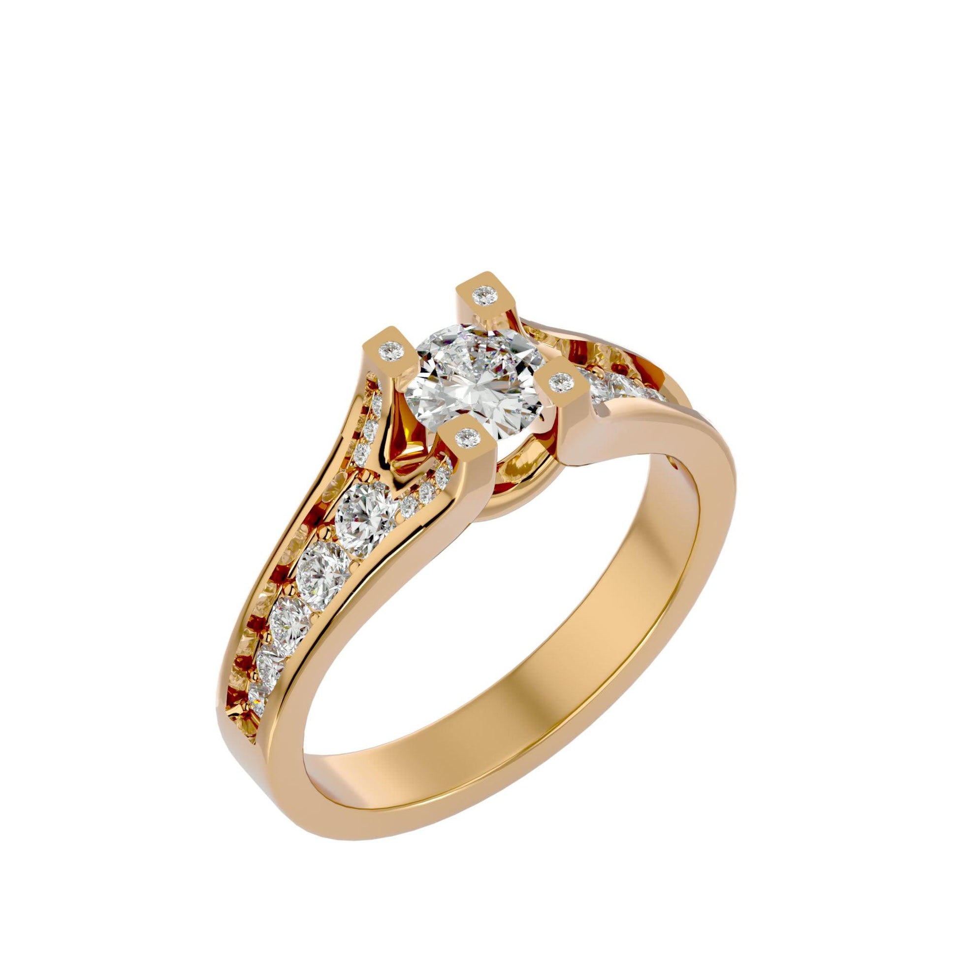 Lab Grown Round Diamond Halo Ring In Yellow Gold