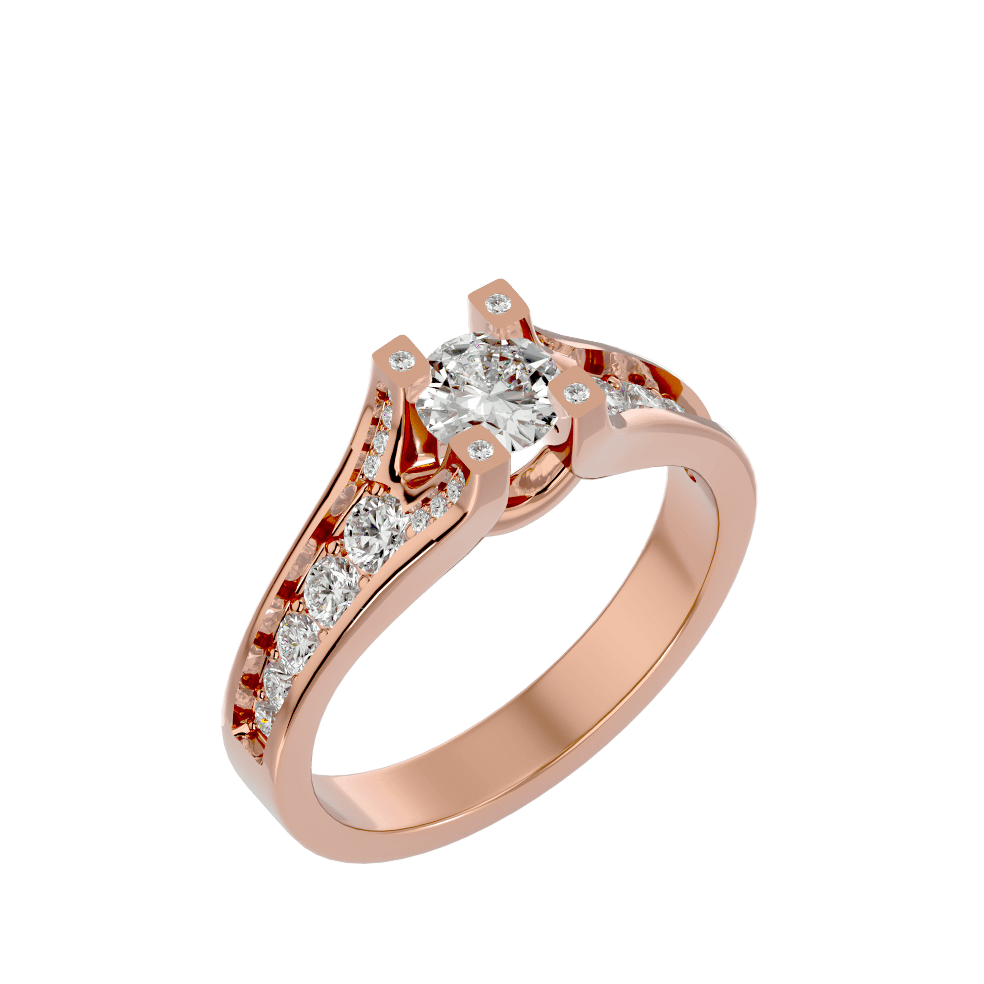 Lab Grown Round Diamond Halo Ring In Rose Gold