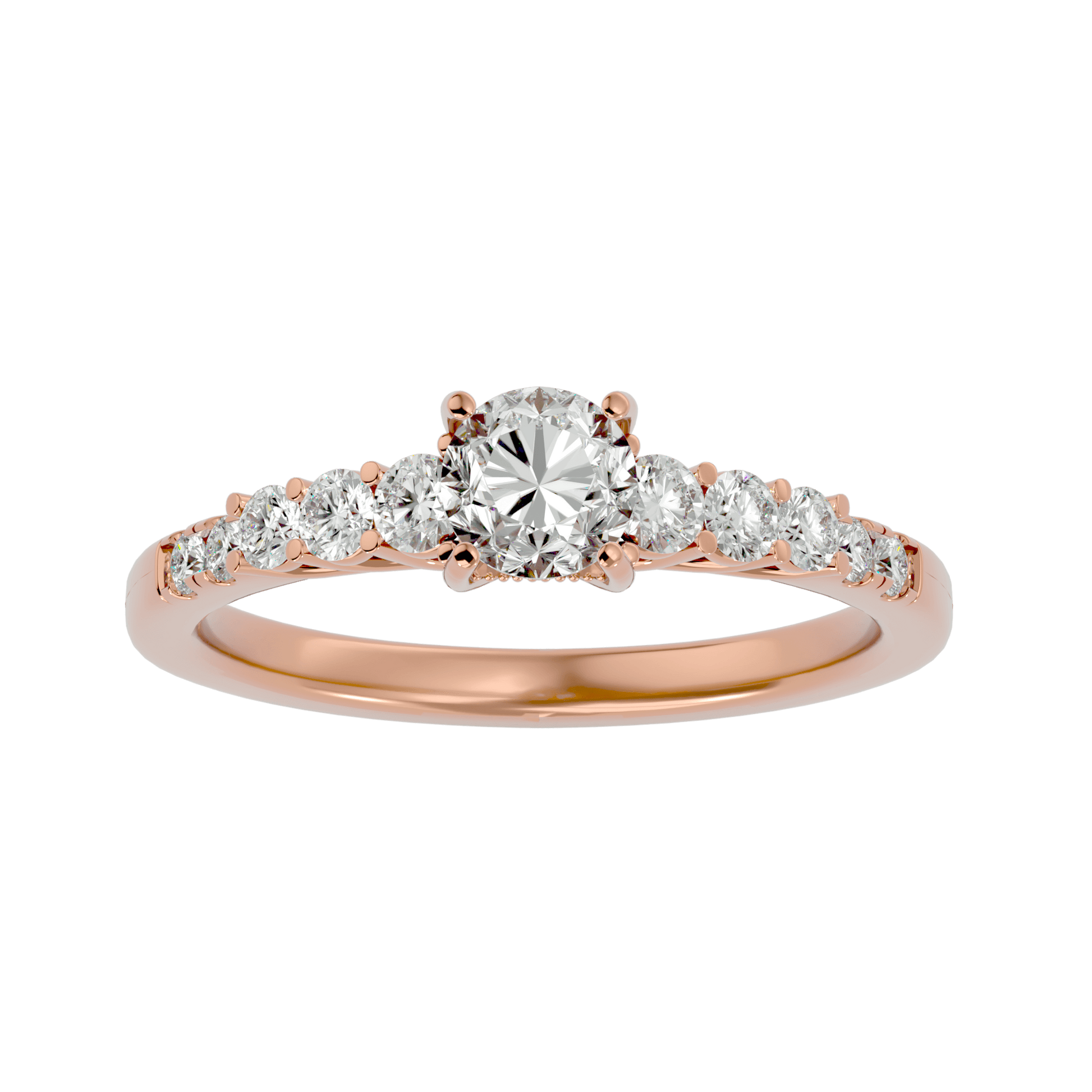 Lab Grown Round Diamond Halo Ring In Rose Gold