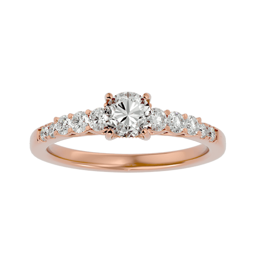 Lab Grown Round Diamond Halo Ring In Rose Gold