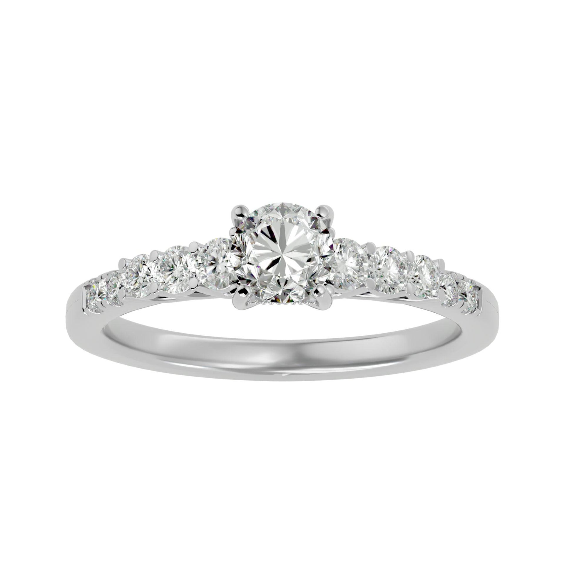 Lab Grown Round Diamond Halo Ring In Platinum