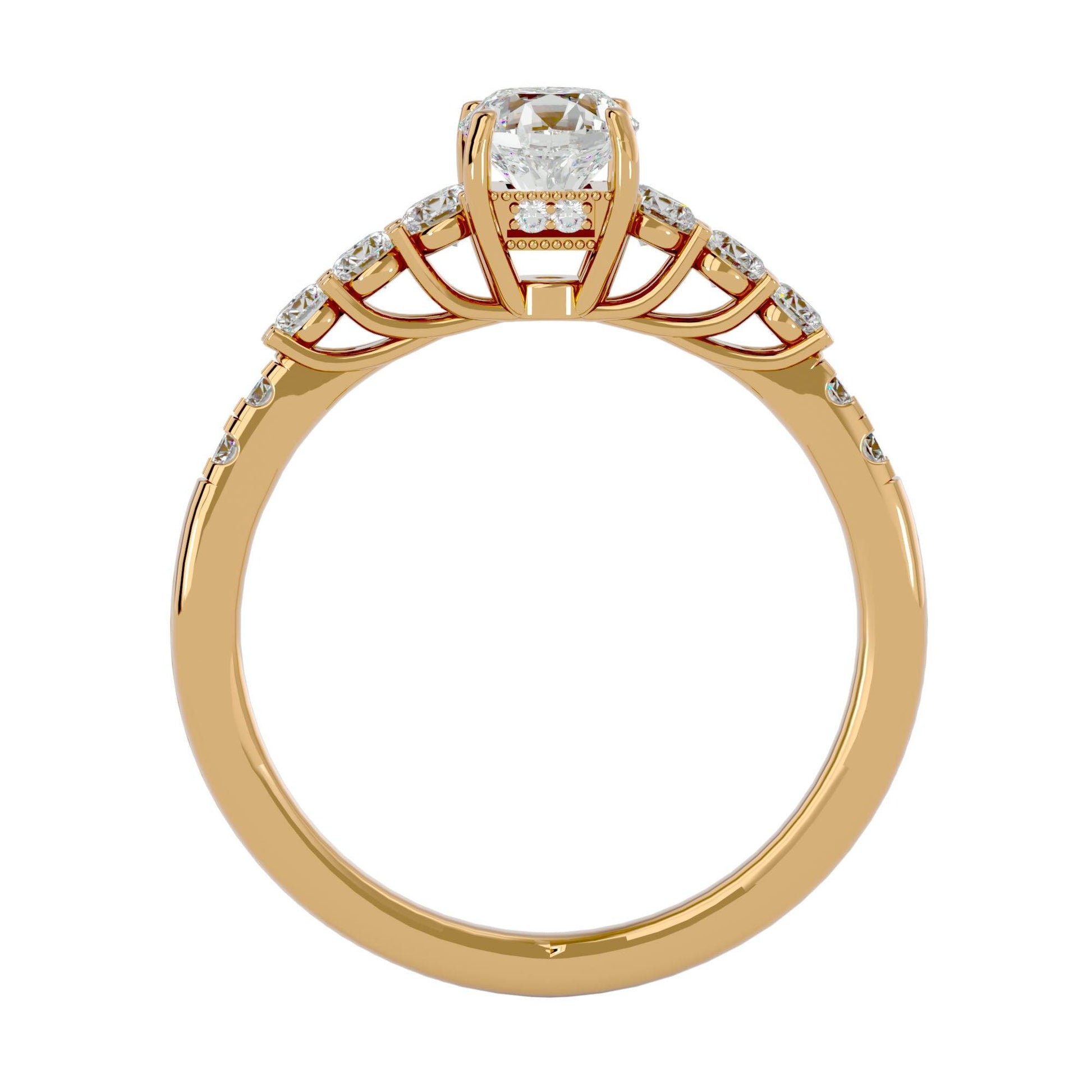 Lab Grown Round Diamond Halo Ring In Yellow Gold