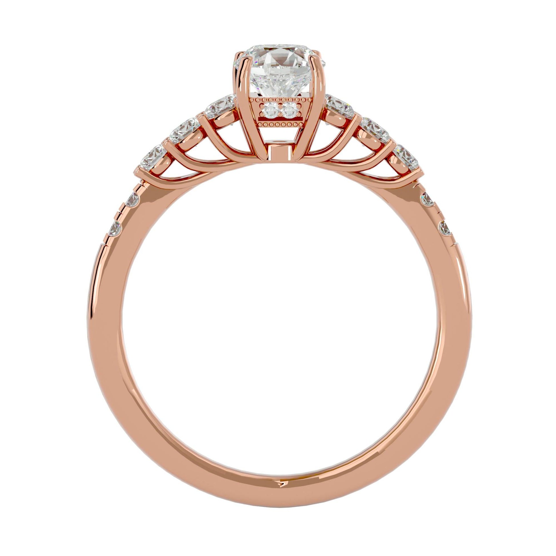 Lab Grown Round Diamond Halo Ring In Rose Gold