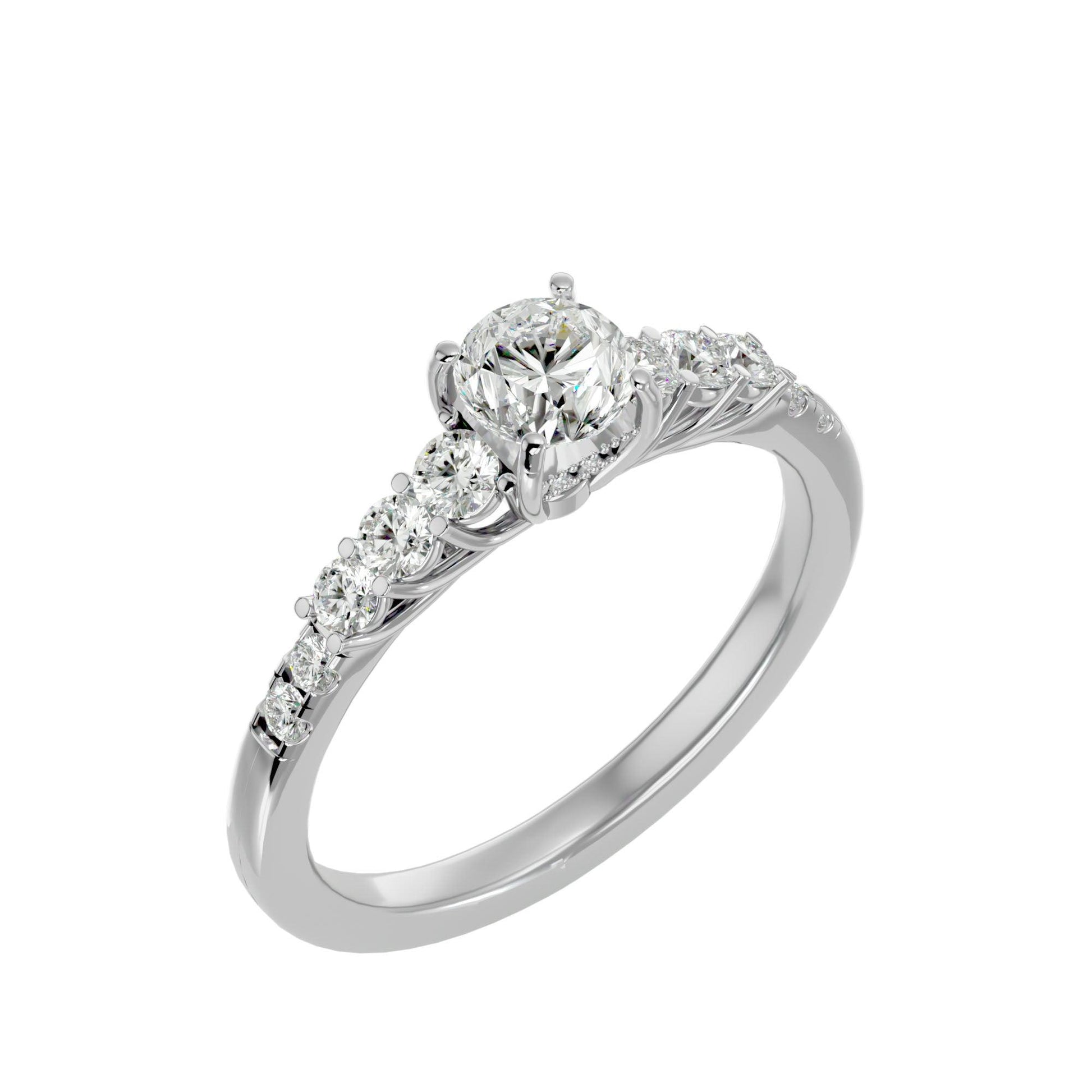 Lab Grown Round Diamond Halo Ring In Platinum