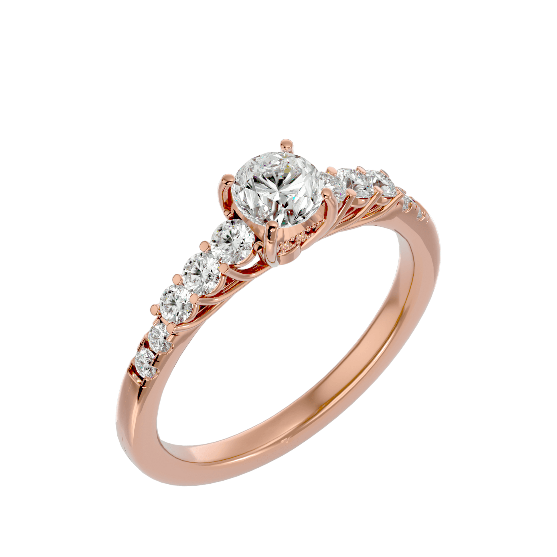 Lab Grown Round Diamond Halo Ring In Rose Gold