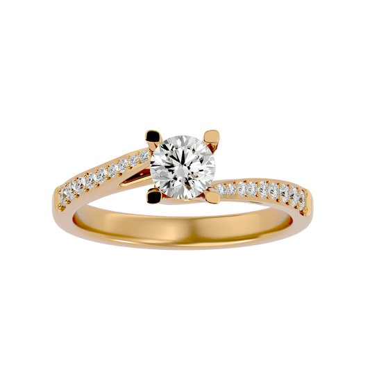 Lab Grown Round Diamond Halo Ring In Yellow Gold