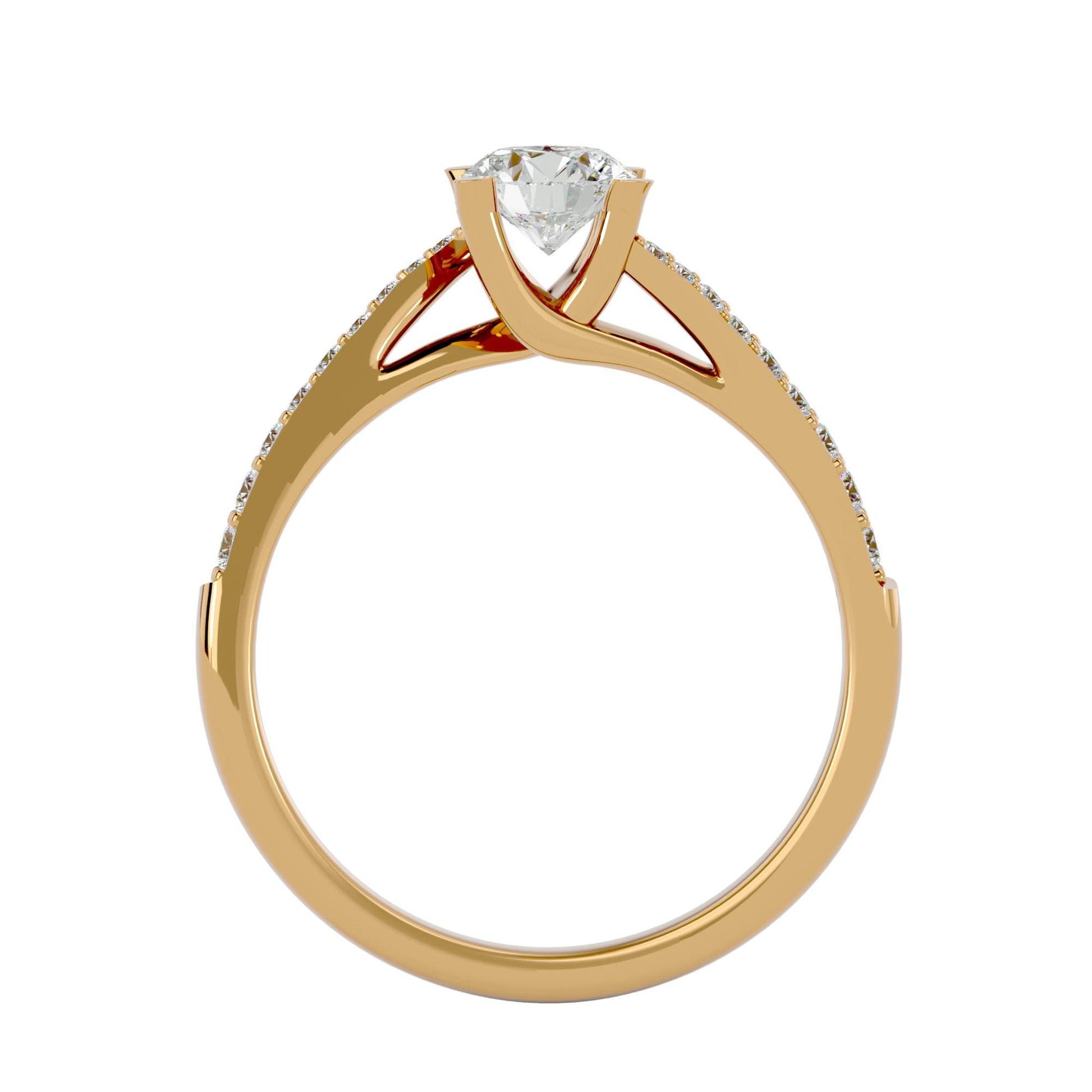 Lab Grown Round Diamond Halo Ring In Yellow Gold