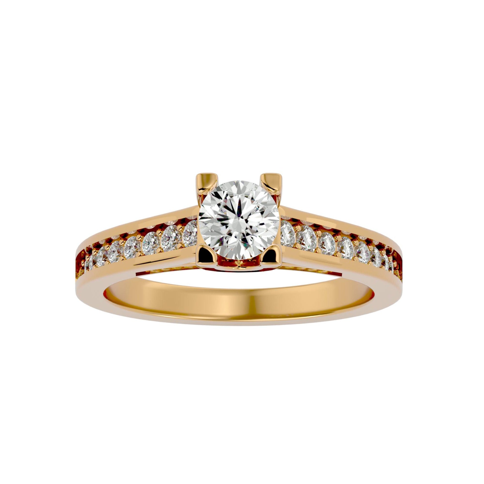 Lab Grown Round Diamond Halo Ring In Yellow Gold