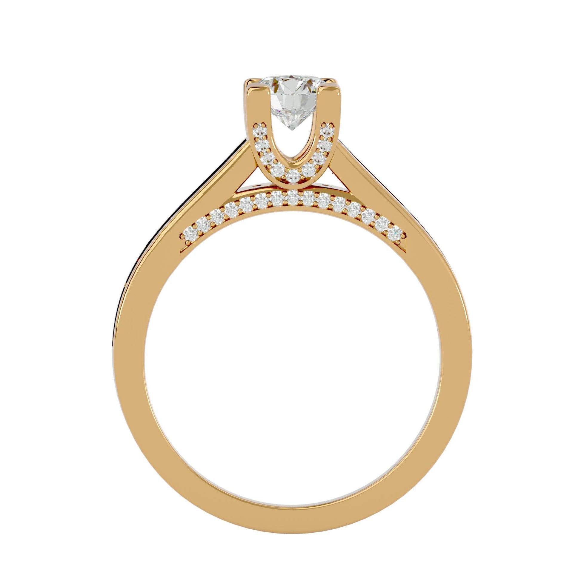 Lab Grown Round Diamond Halo Ring In Yellow Gold