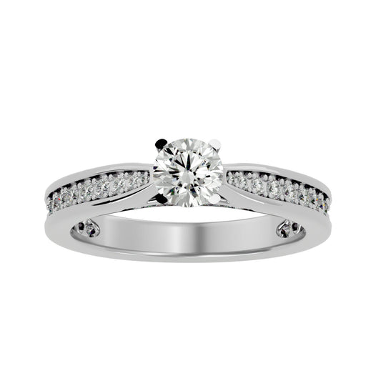 Lab Grown Round Diamond In White Gold Solitaire Ring