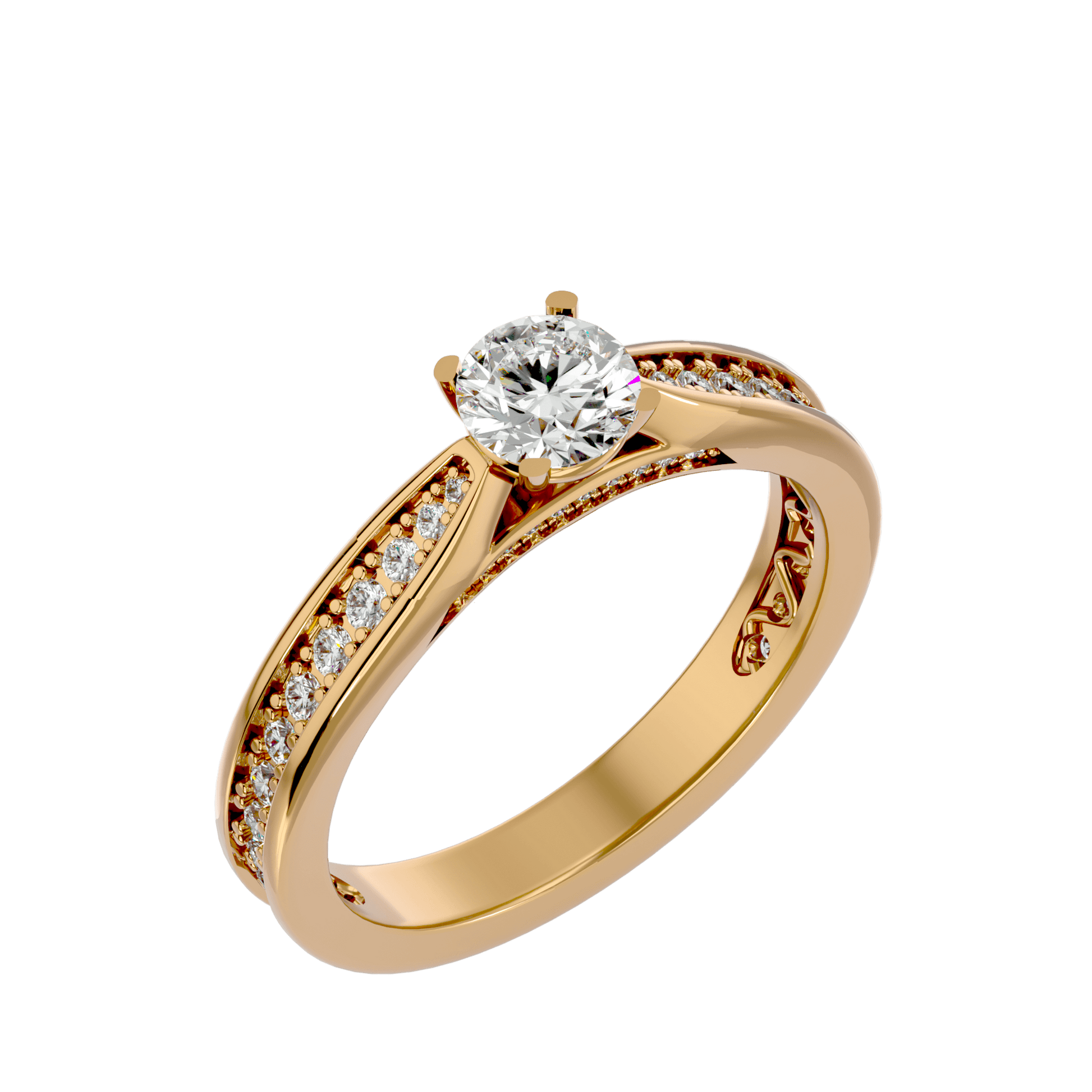 Lab Grown Round Diamond Solitaire Ring In Yellow Gold