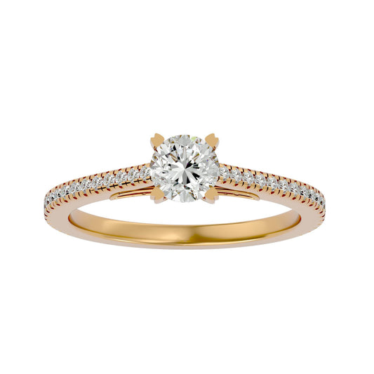 Lab Grown Round Diamond Solitaire Ring In Yellow Gold