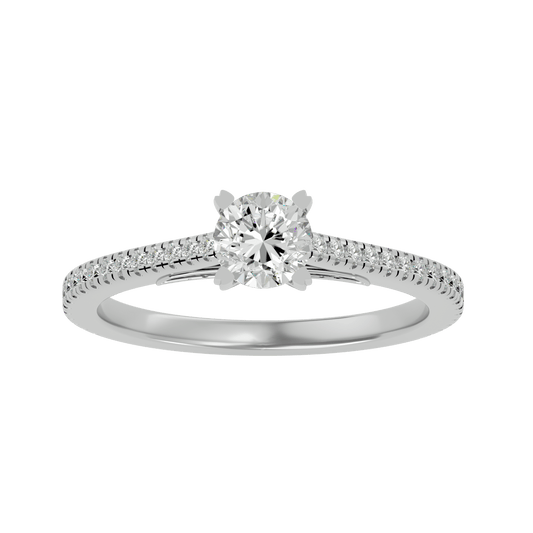 Lab Grown Round Diamond In White Gold Solitaire Ring