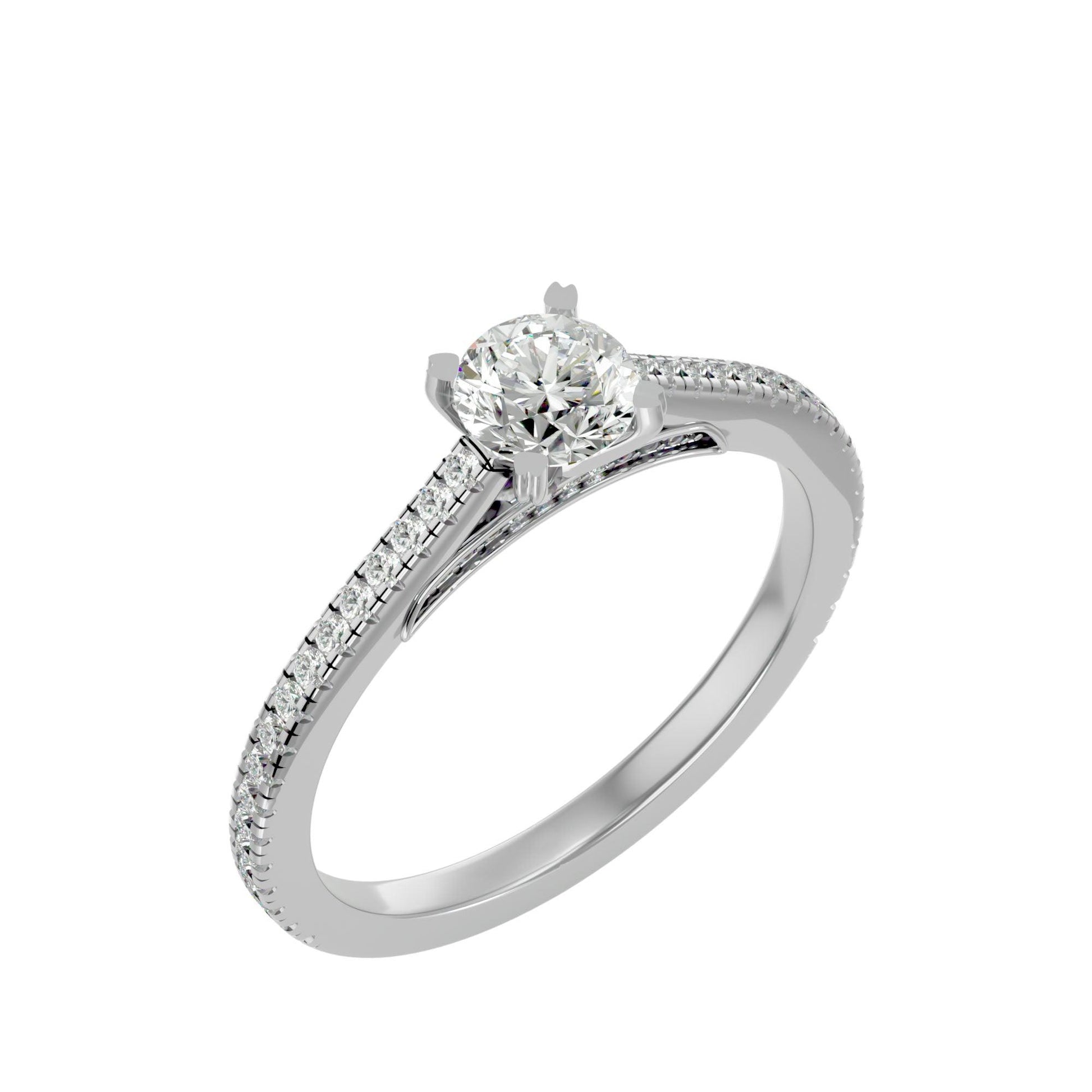 Lab Grown Round Diamond In White Gold Solitaire Ring